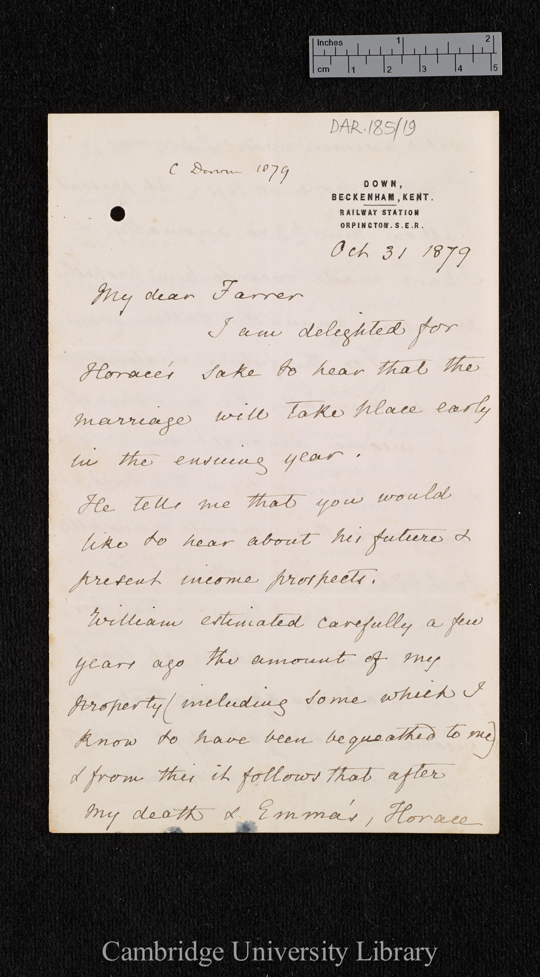 Charles Robert Darwin to Thomas Henry Farrer