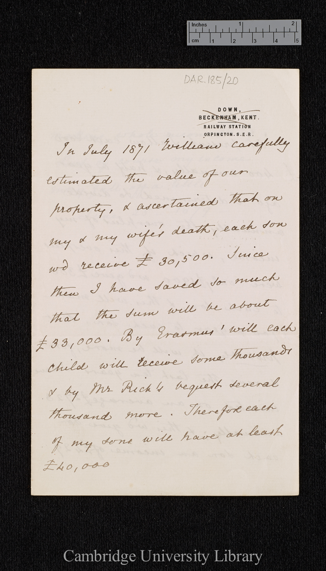 Charles Robert Darwin to Thomas Henry Farrer