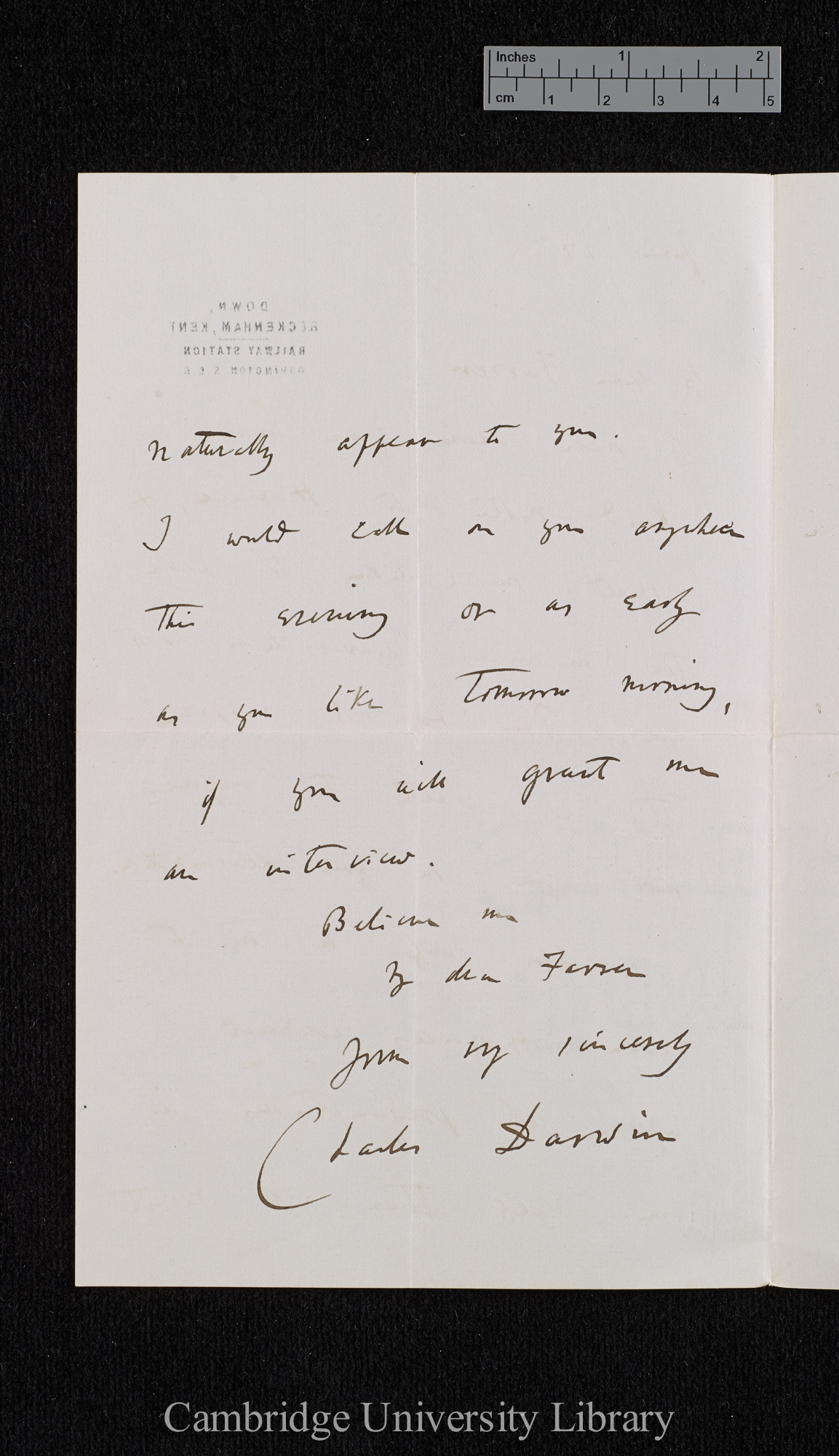 Charles Robert Darwin to Thomas Henry Farrer