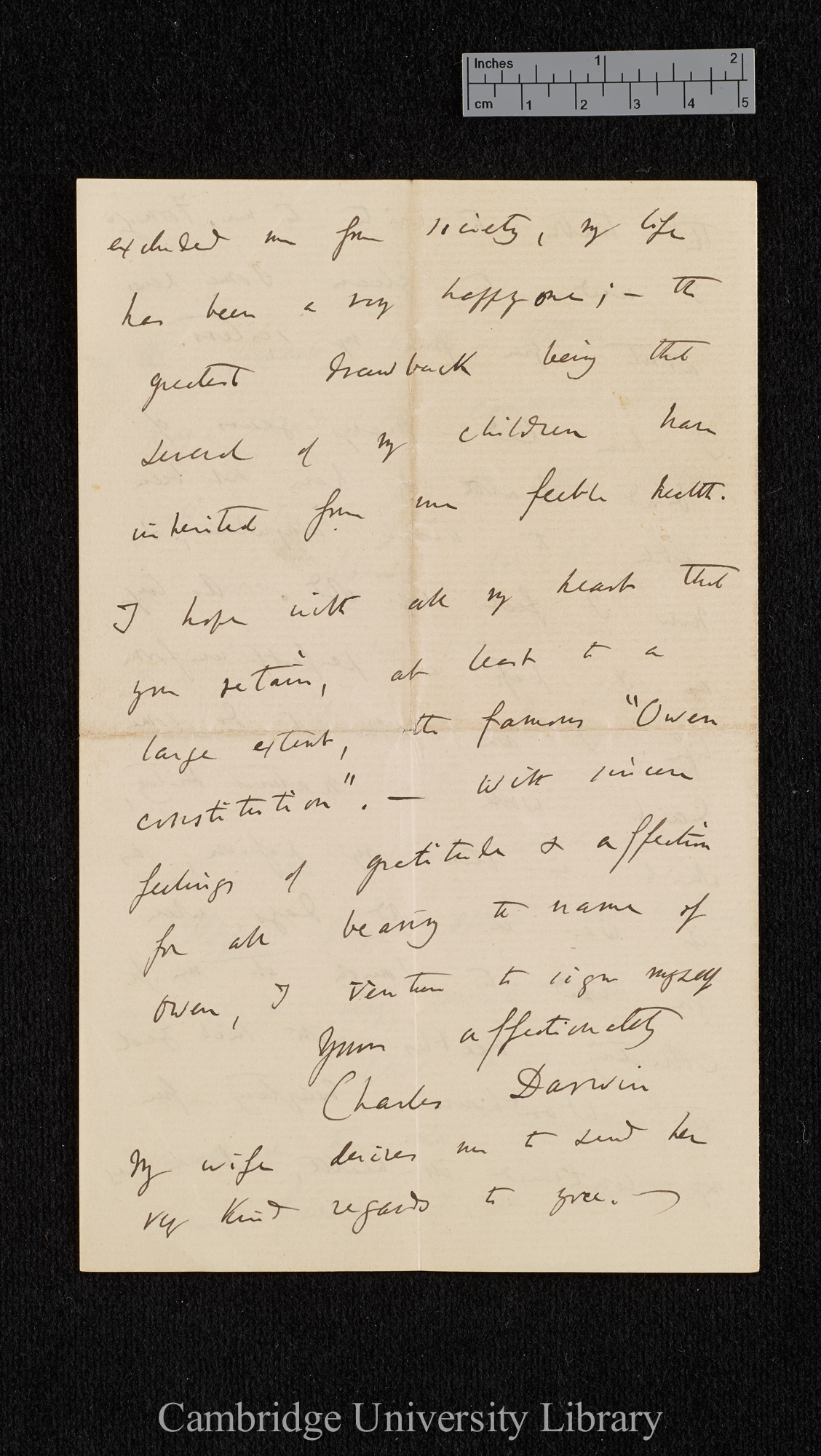 Charles Robert Darwin to Haliburton S H once Williams née Owen