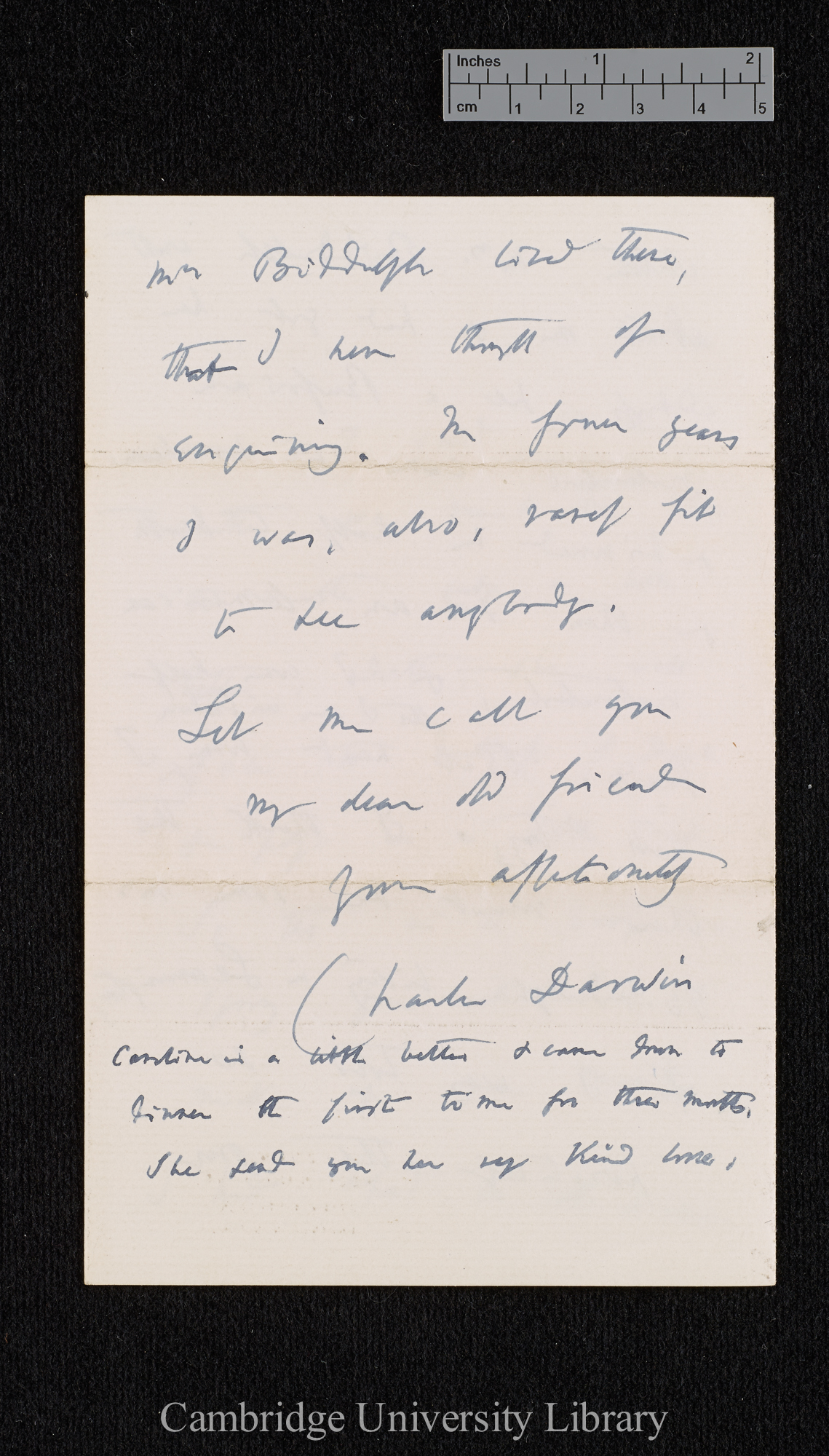 Charles Robert Darwin to Haliburton S H once Williams née Owen