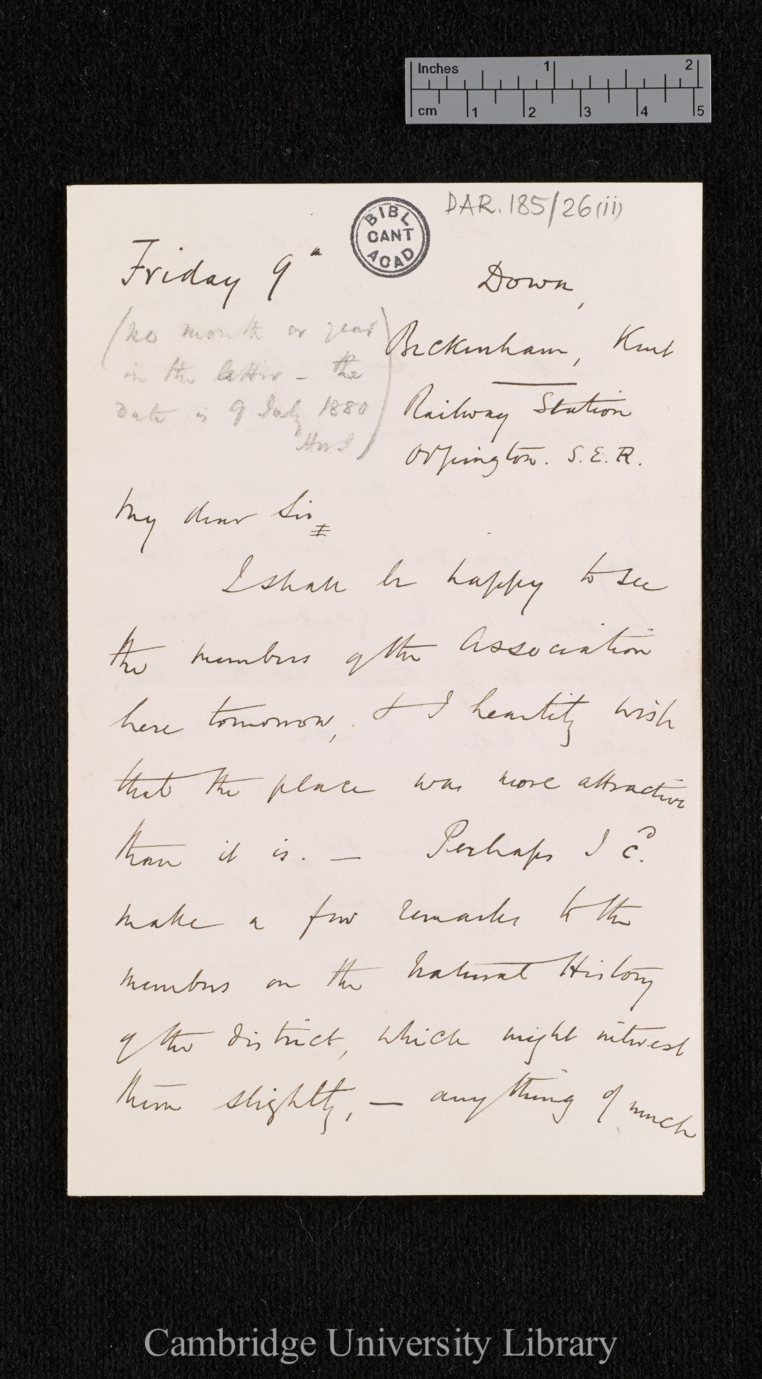 Charles Robert Darwin to [H W Jackson]