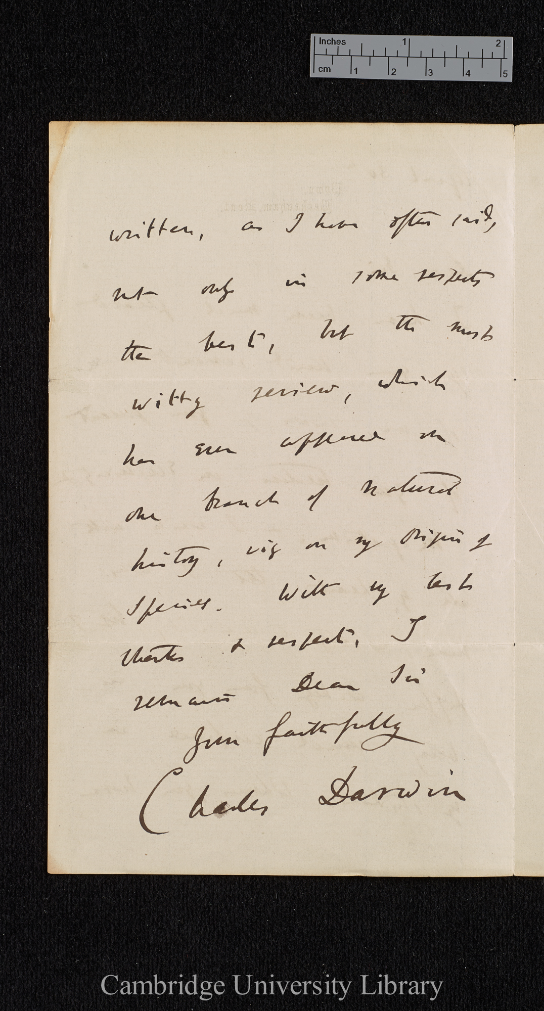 Charles Robert Darwin to (Henry Charles) Fleeming Jenkin