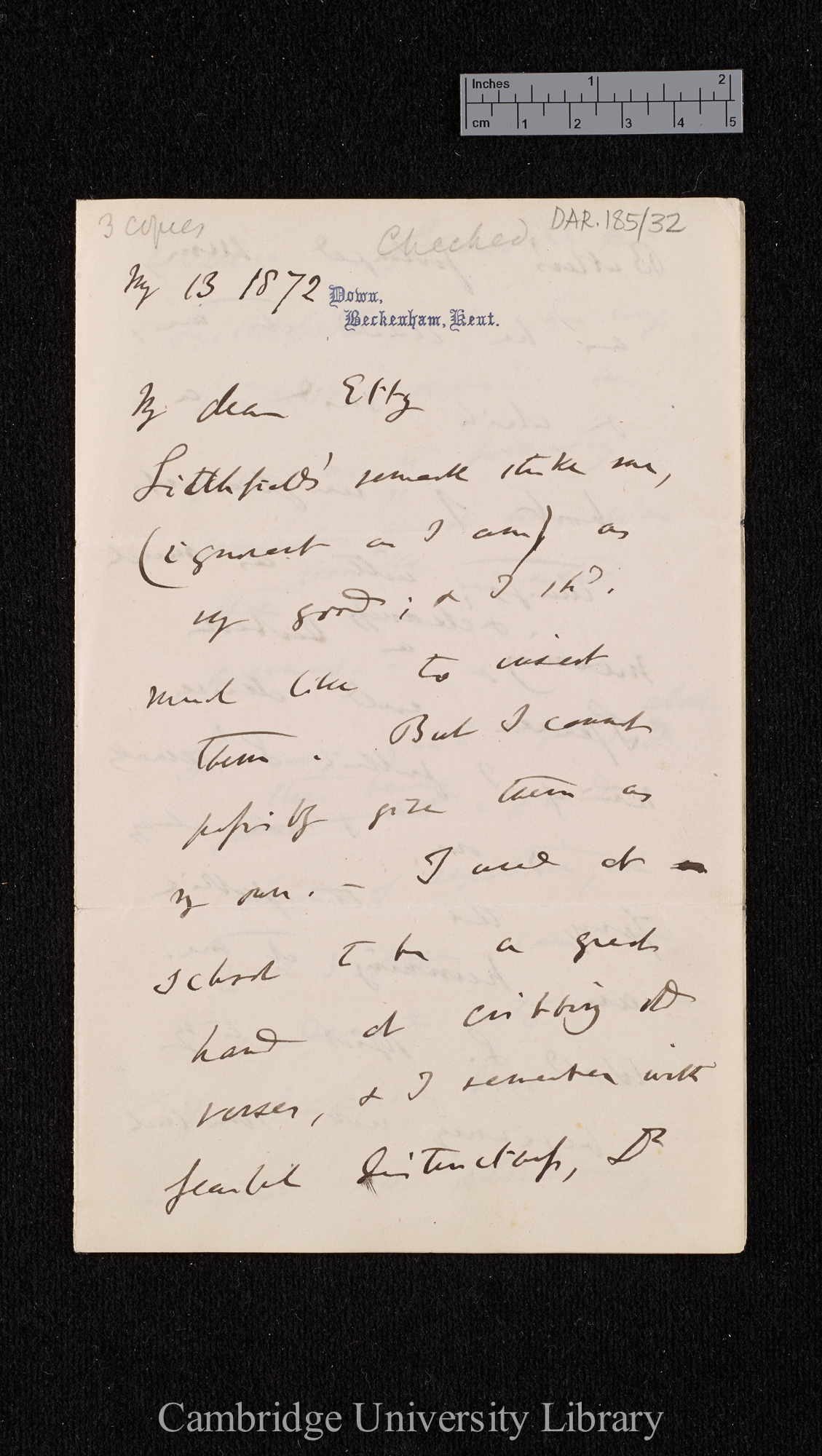 Charles Robert Darwin to Henrietta Emma Litchfield née Darwin