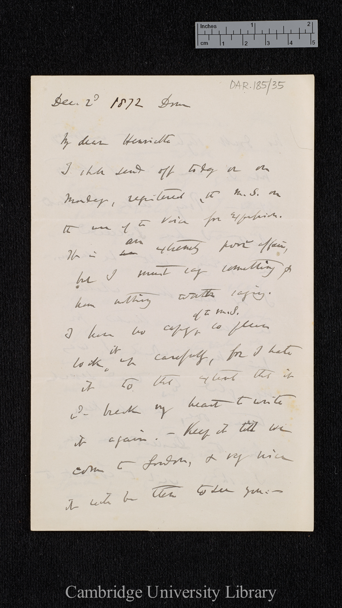 Charles Robert Darwin to Henrietta Emma Litchfield née Darwin