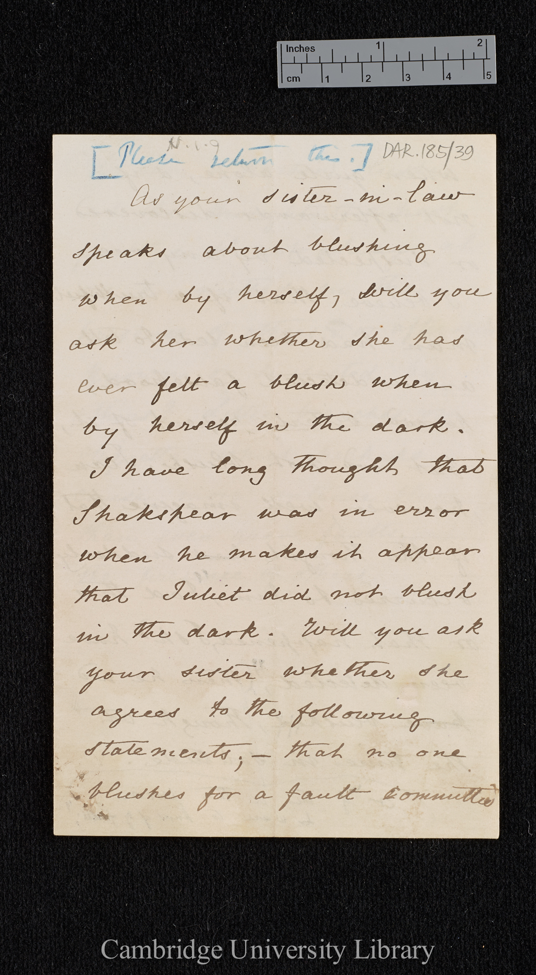 Charles Robert Darwin to [unidentified]