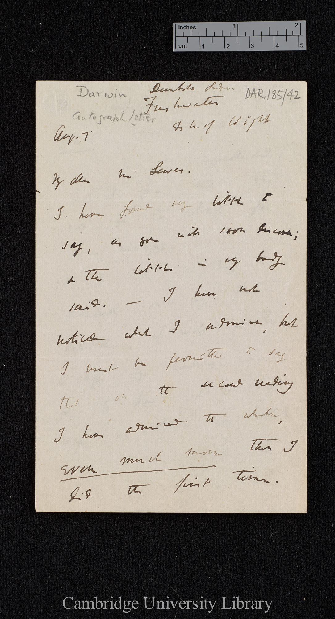 Charles Robert Darwin to George Henry Lewes