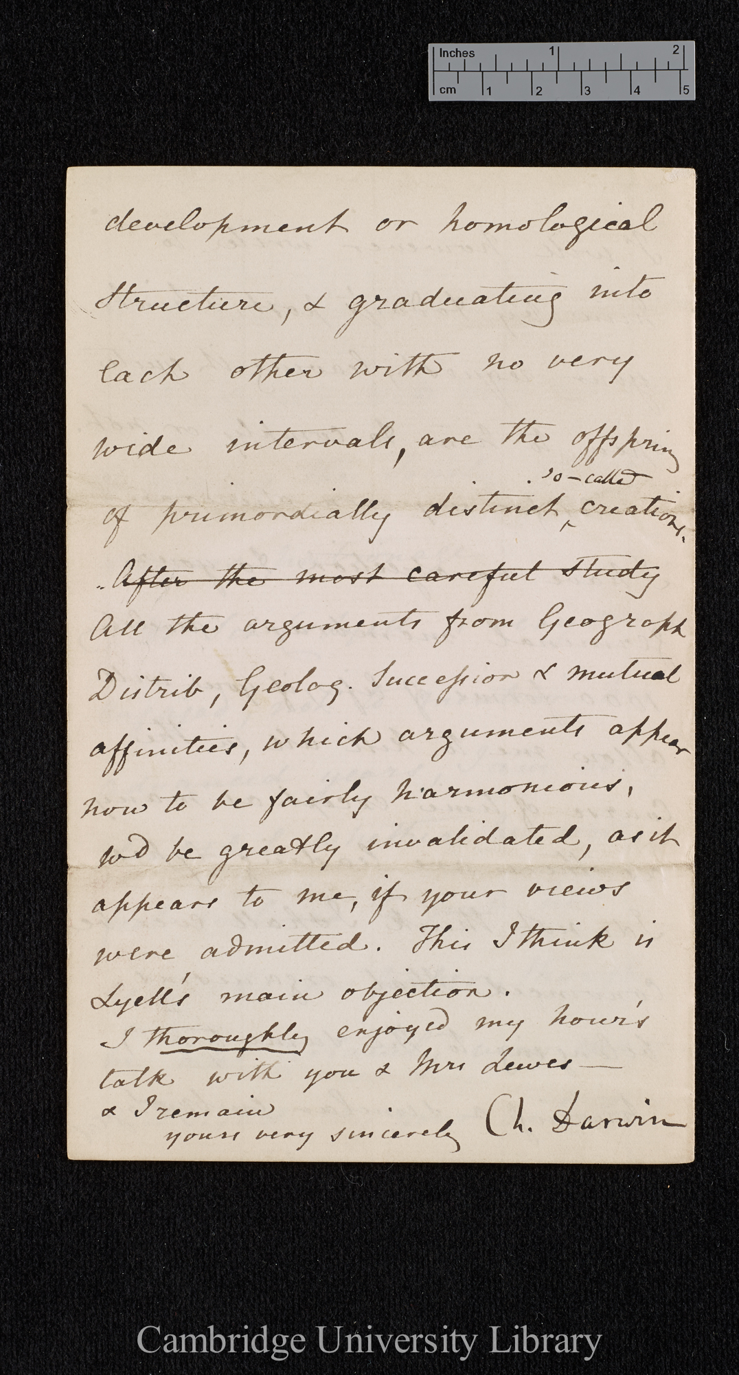 Charles Robert Darwin to George Henry Lewes