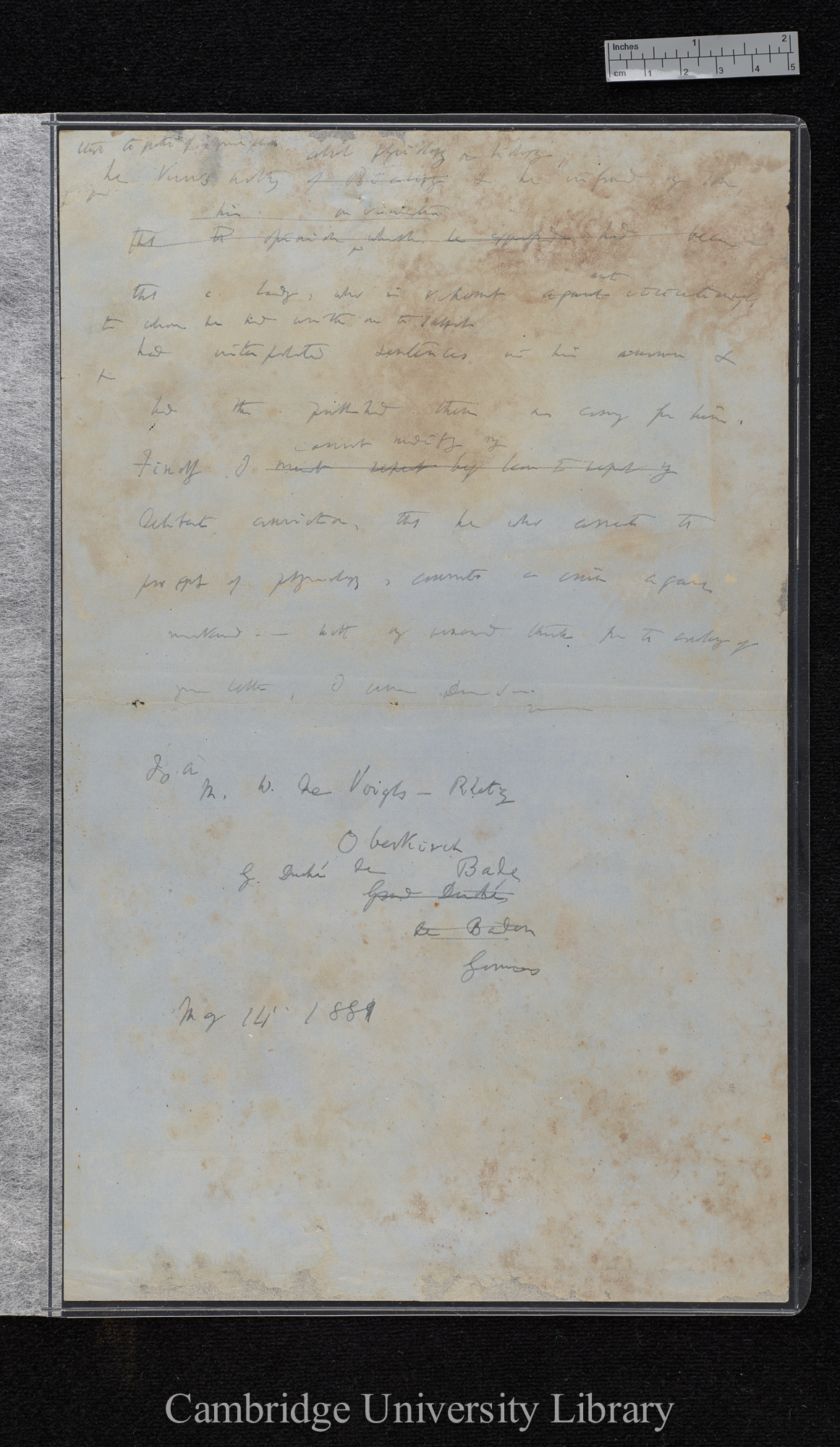 Charles Robert Darwin to W von Voigts-Rhetz