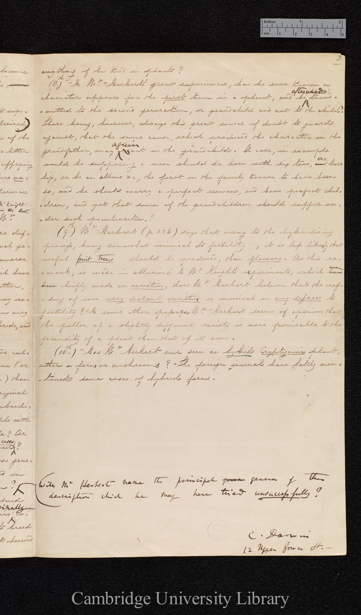 Charles Robert Darwin to William Herbert