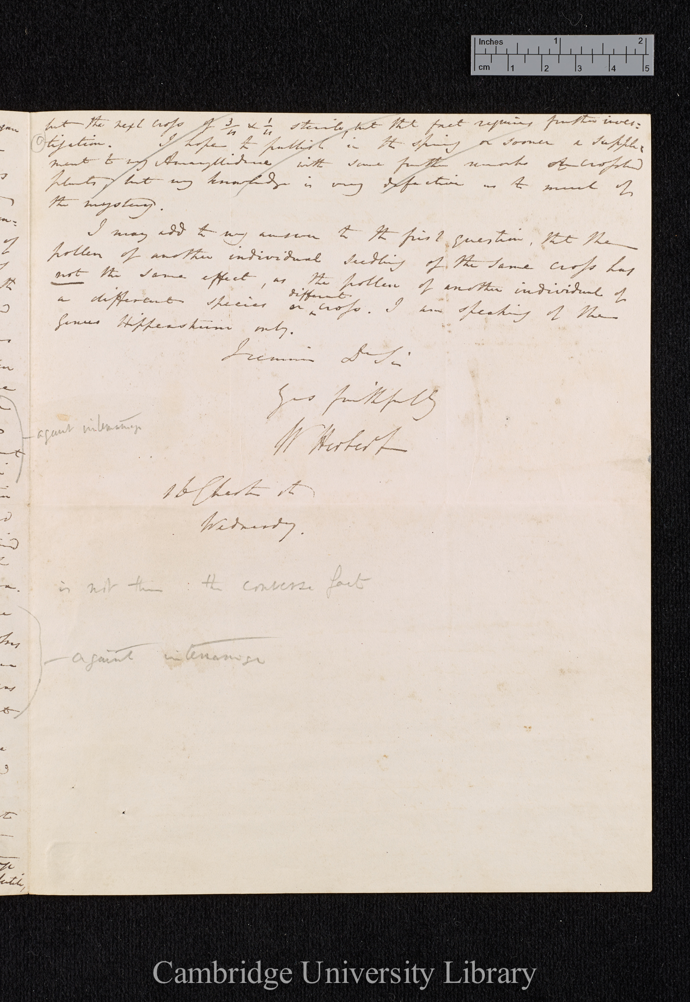 William Herbert to Charles Robert Darwin