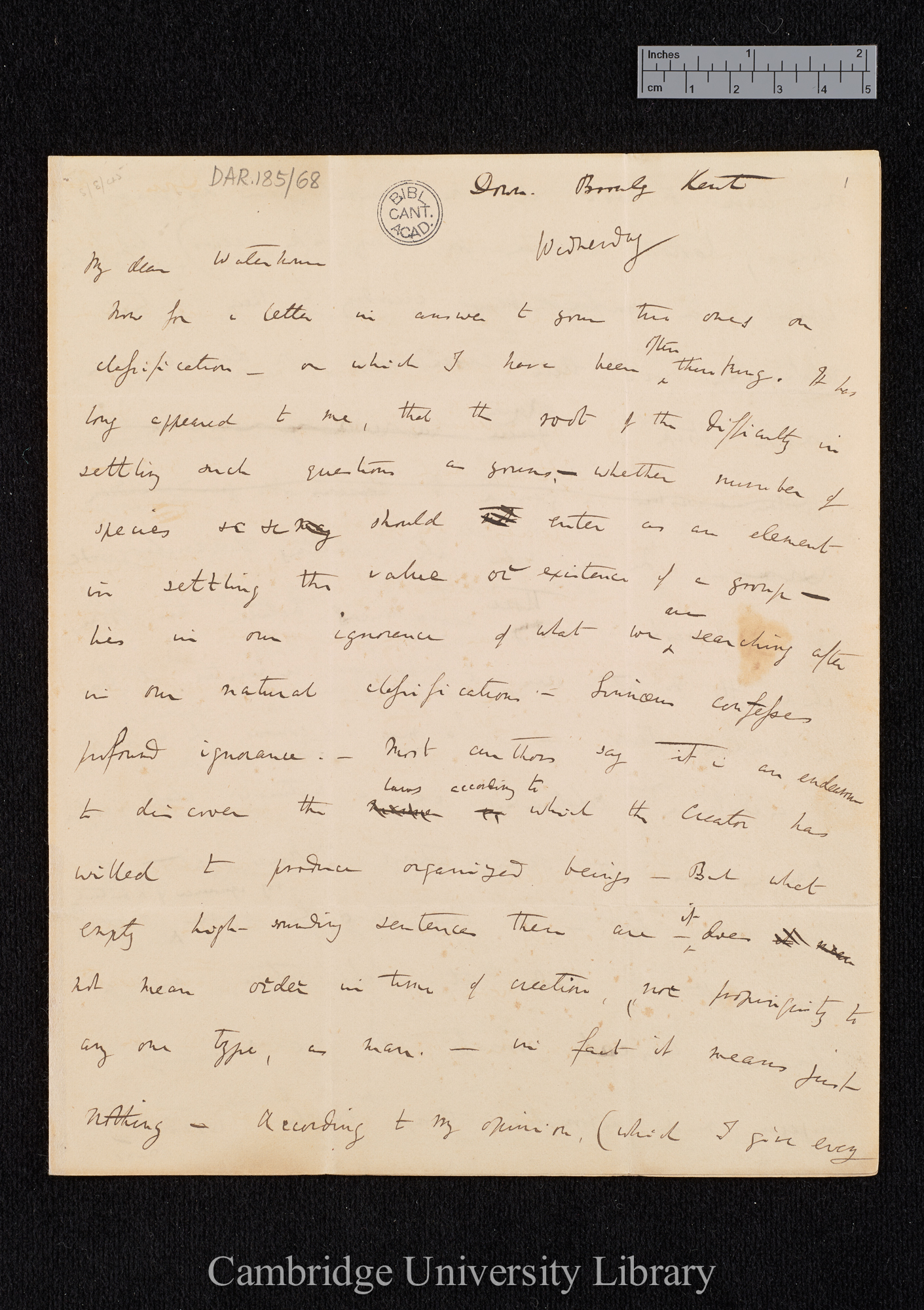 Charles Robert Darwin to George Robert Waterhouse