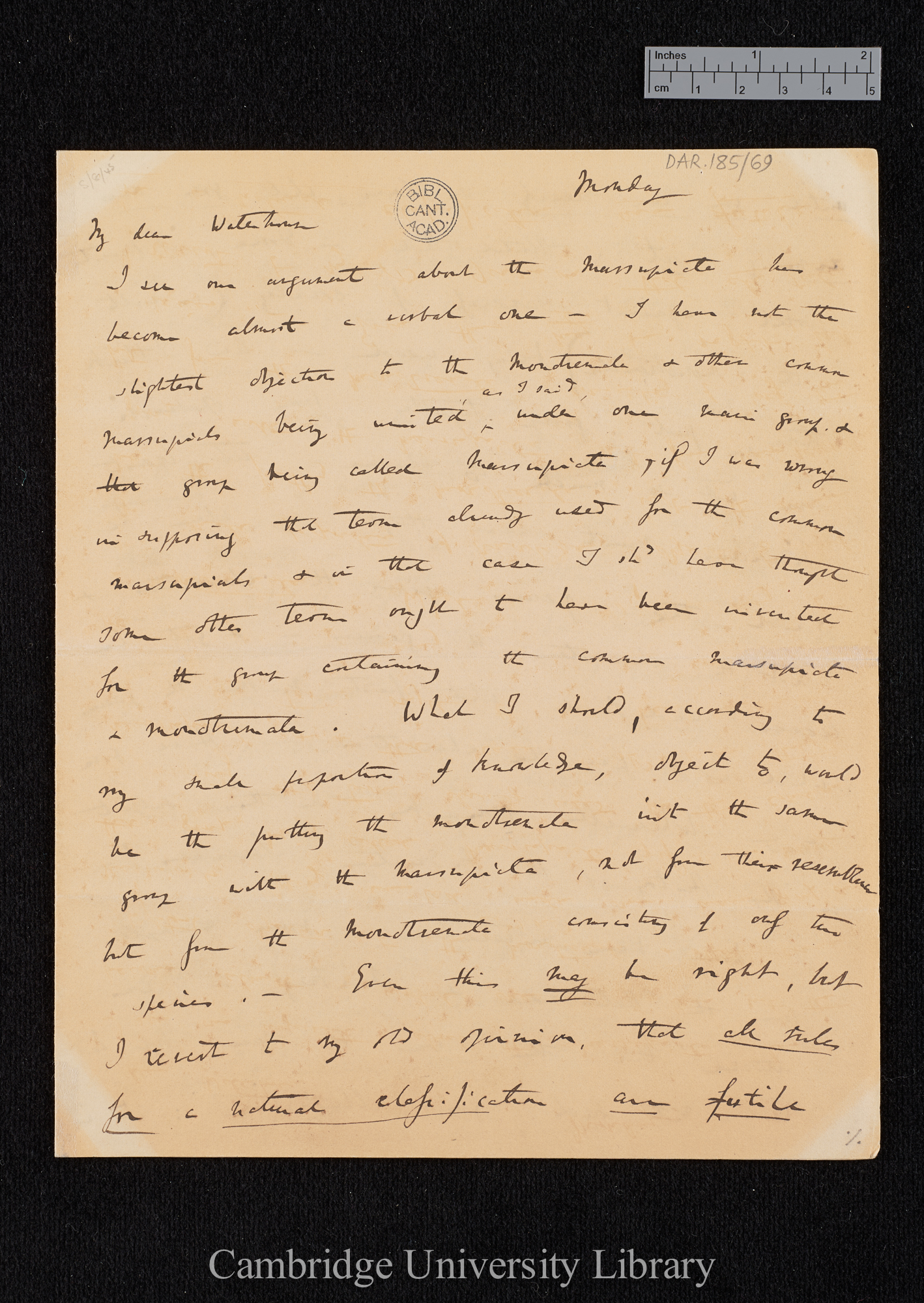 Charles Robert Darwin to George Robert Waterhouse