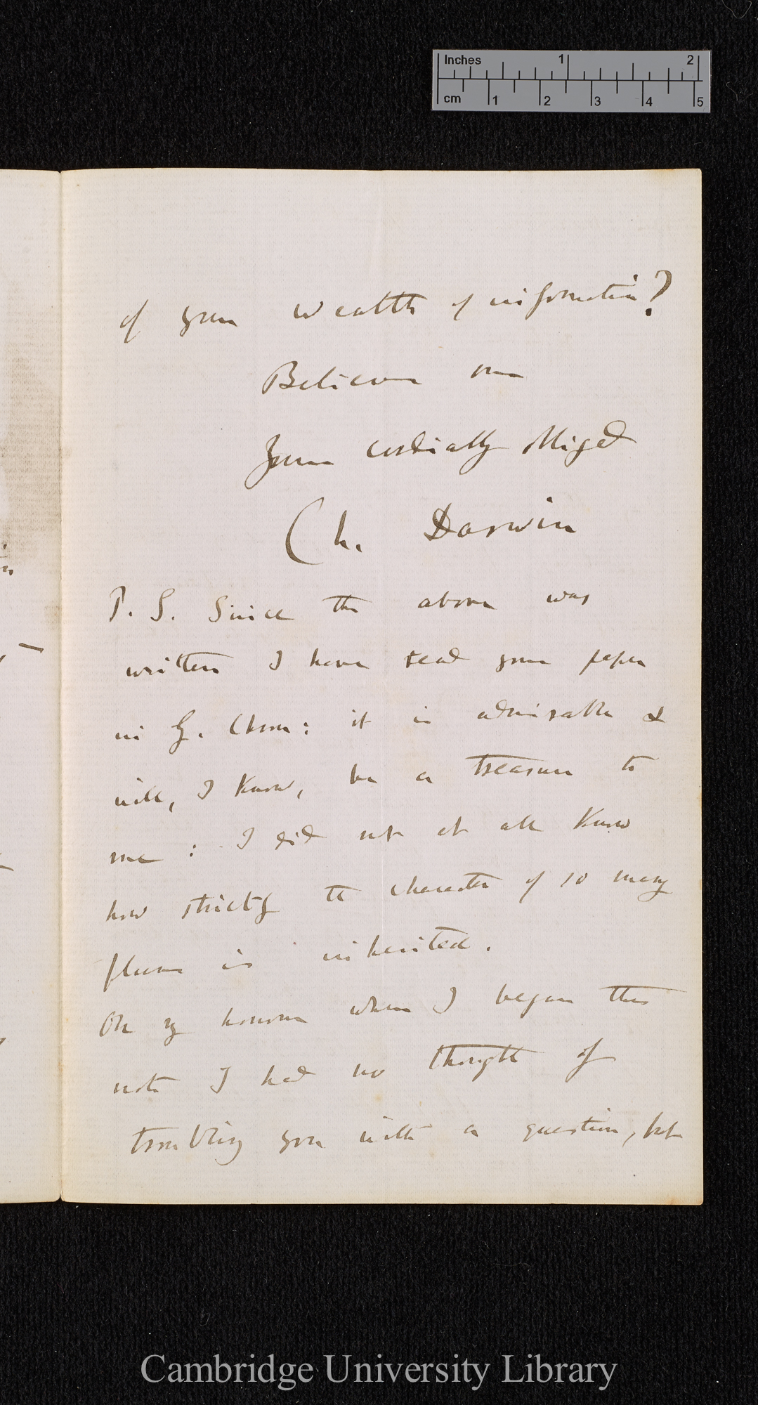 Charles Robert Darwin to [Thomas Rivers]