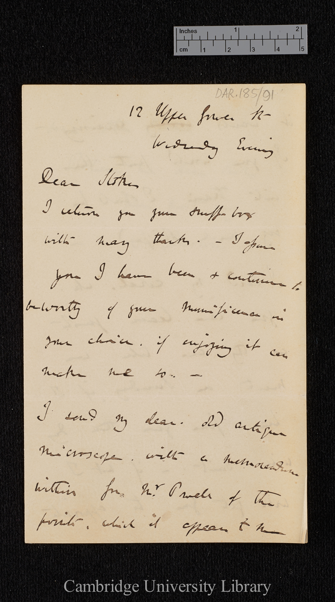 Charles Robert Darwin to Charles Stokes