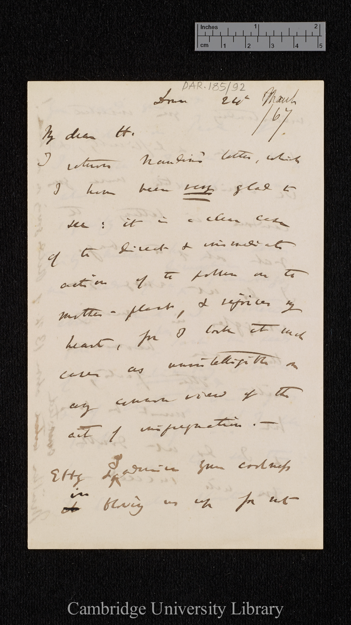 Charles Robert Darwin to Sir Joseph Dalton Hooker