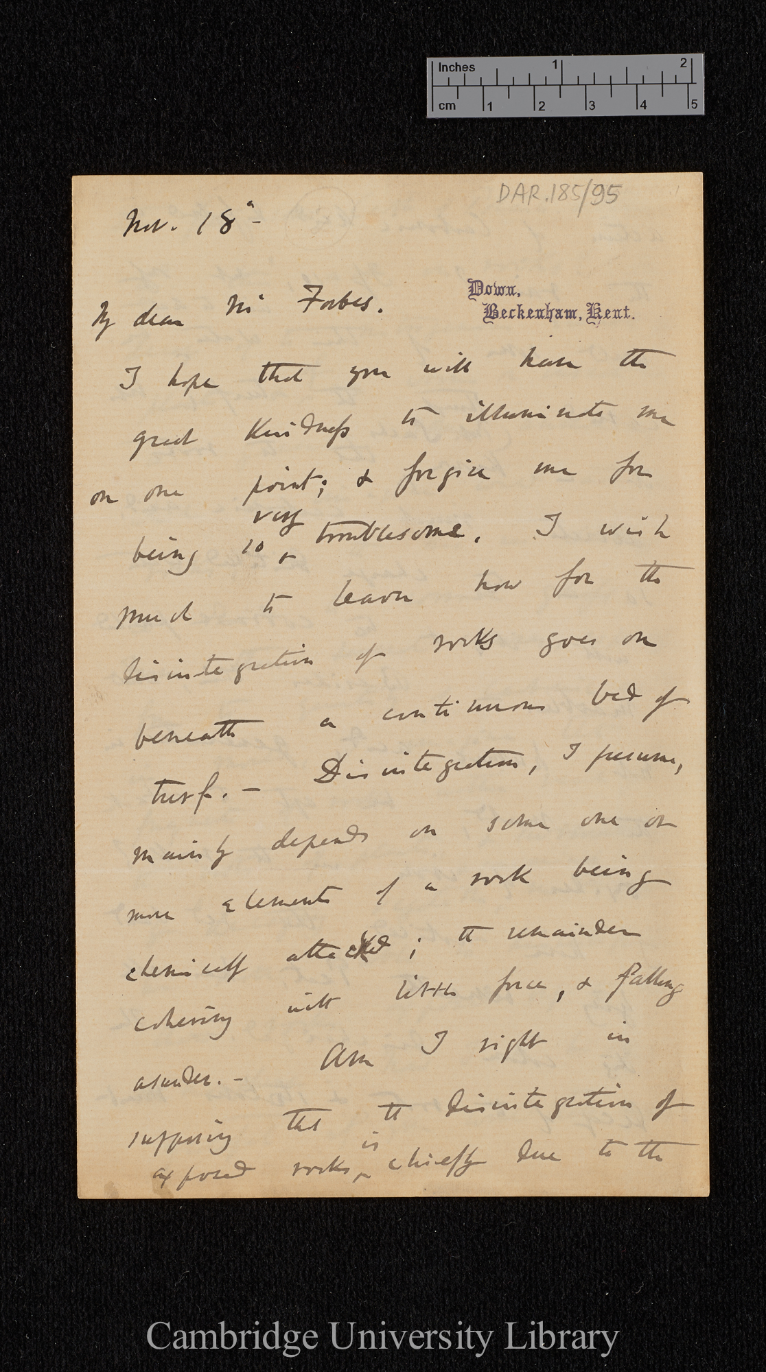 Charles Robert Darwin to David Forbes