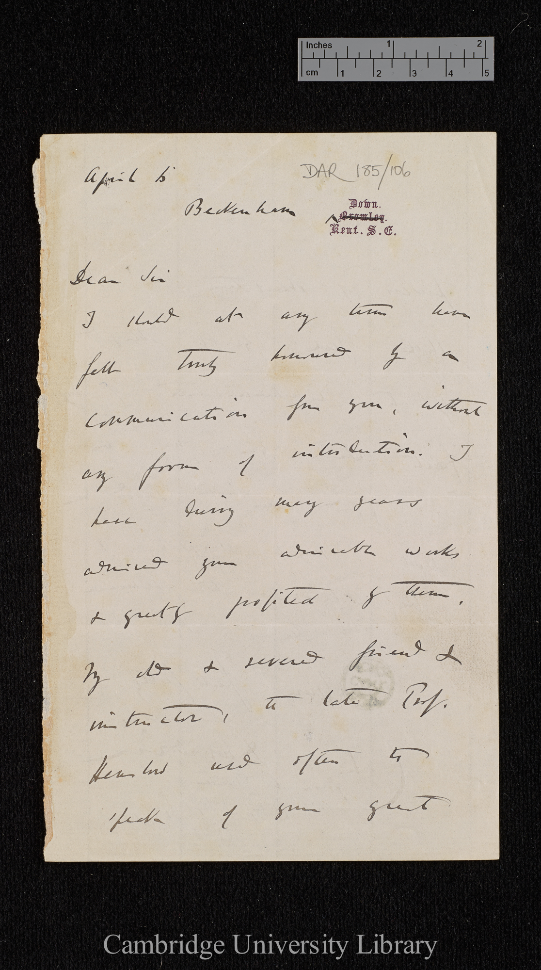 Charles Robert Darwin to John Le Couteur