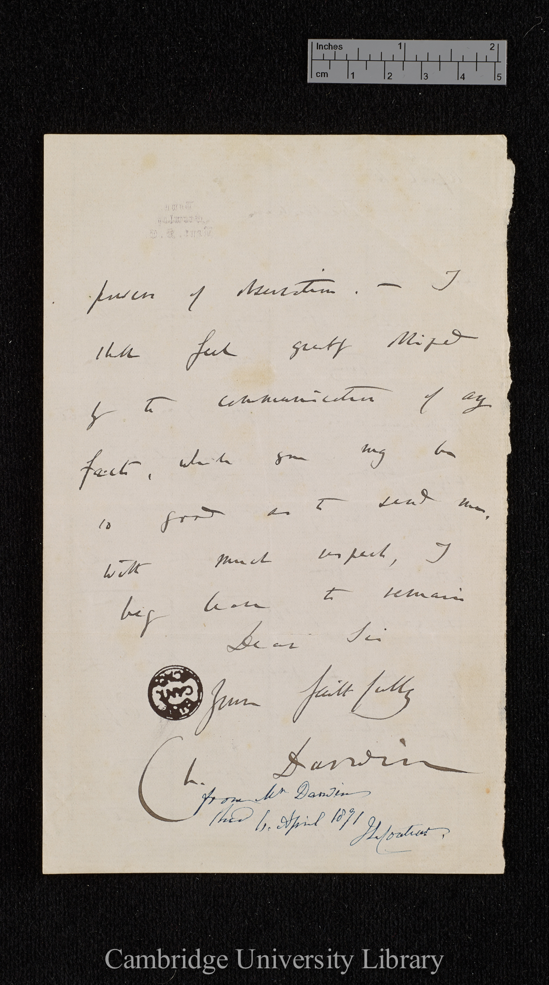 Charles Robert Darwin to John Le Couteur