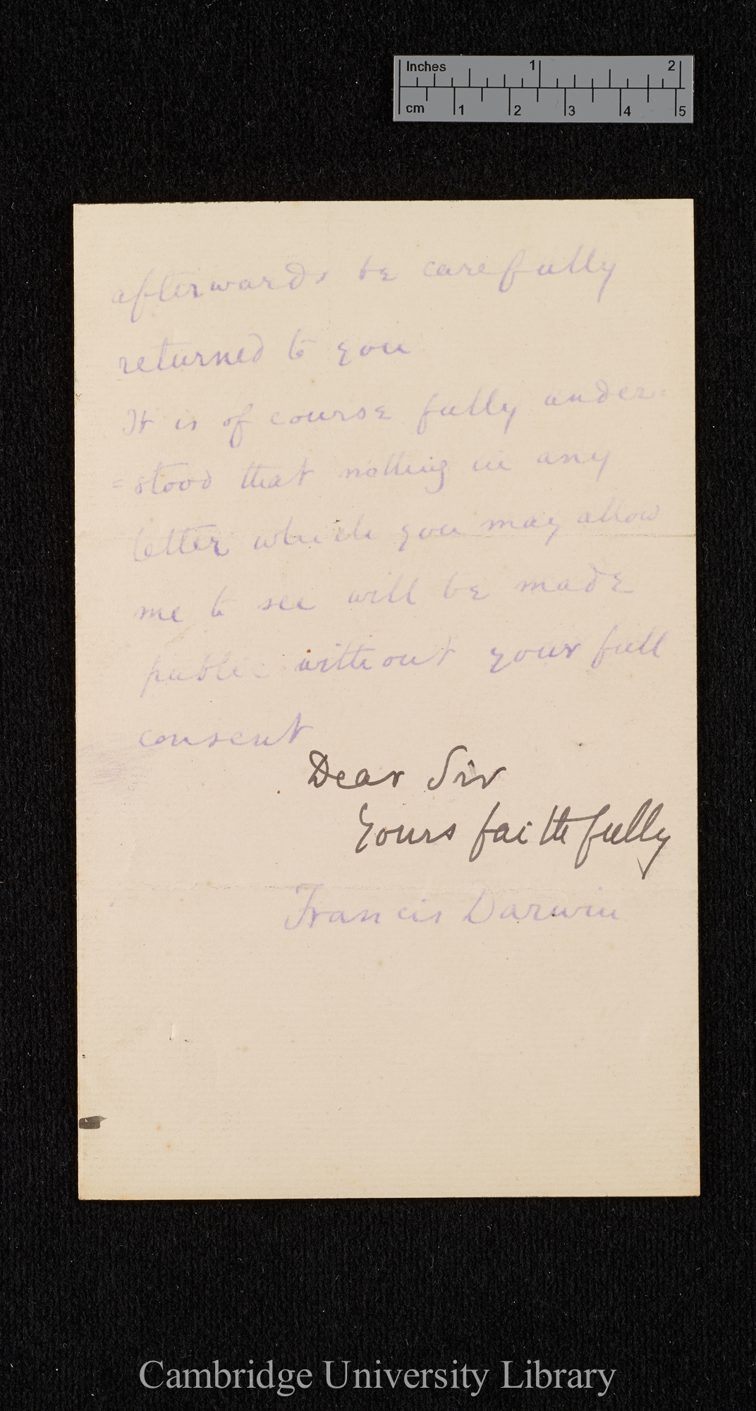 Sir Francis Darwin to [unidentified]