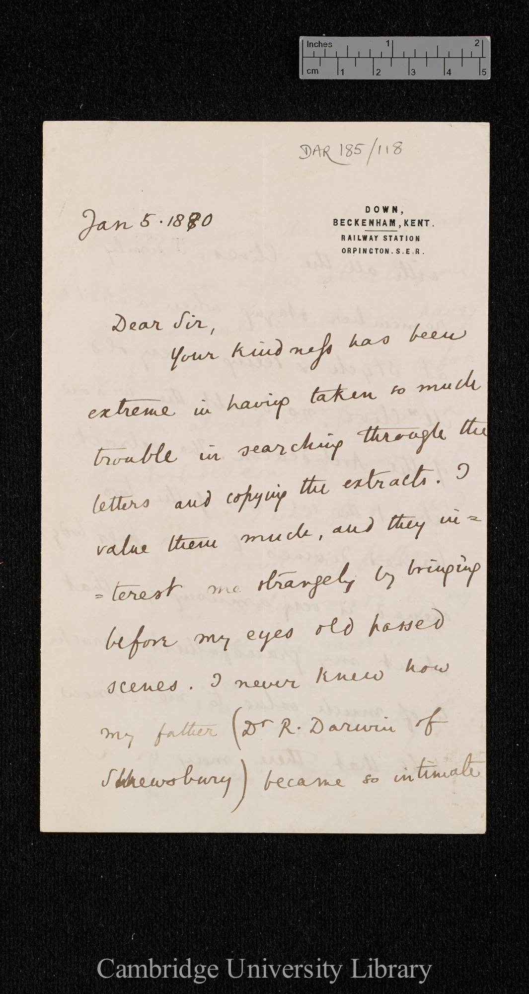 Charles Robert Darwin to [unidentified]