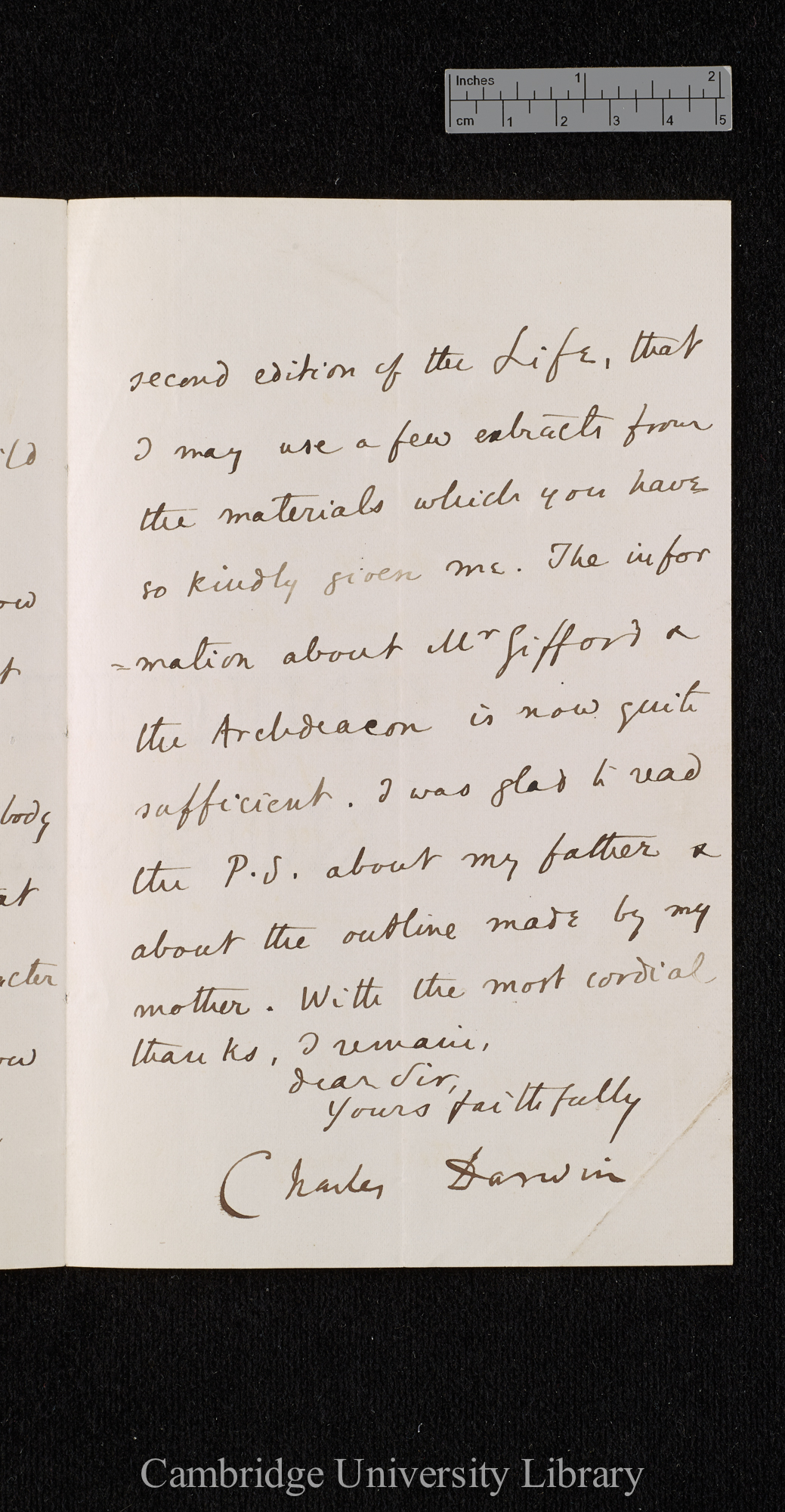 Charles Robert Darwin to [unidentified]