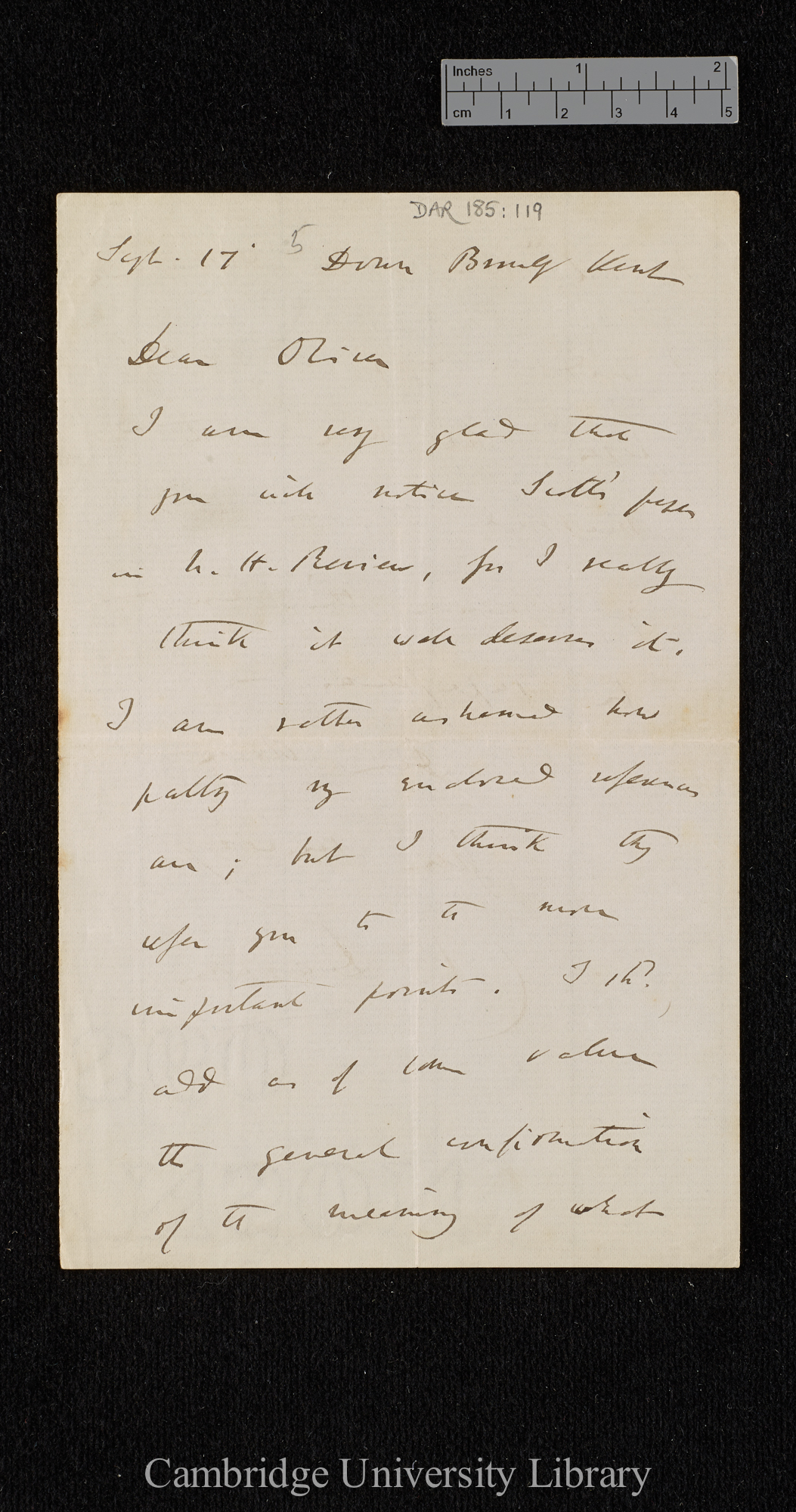 Charles Robert Darwin to Daniel Oliver