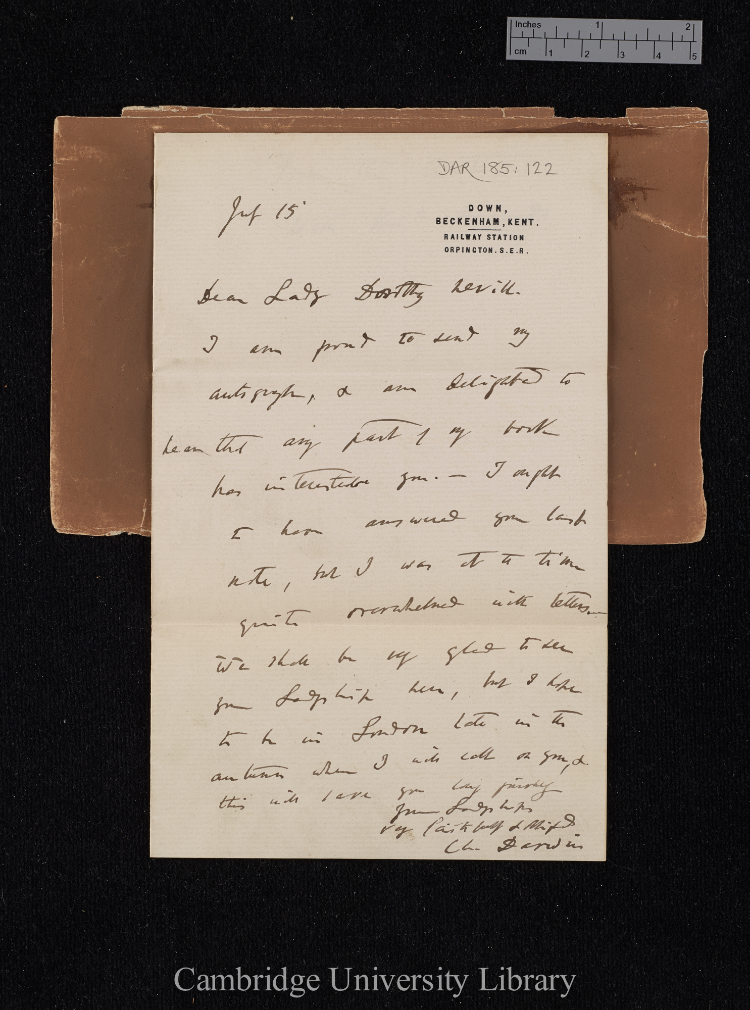 Charles Robert Darwin to Dorothy Frances Nevill