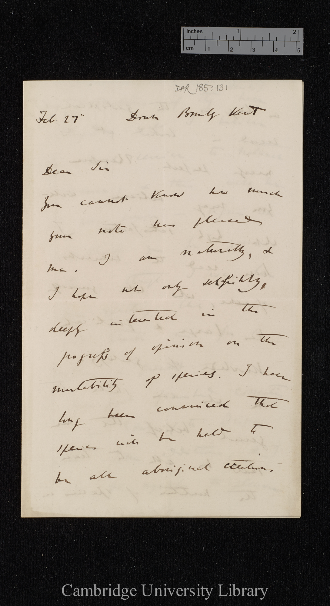 Charles Robert Darwin to [Sir Archibald Geikie]