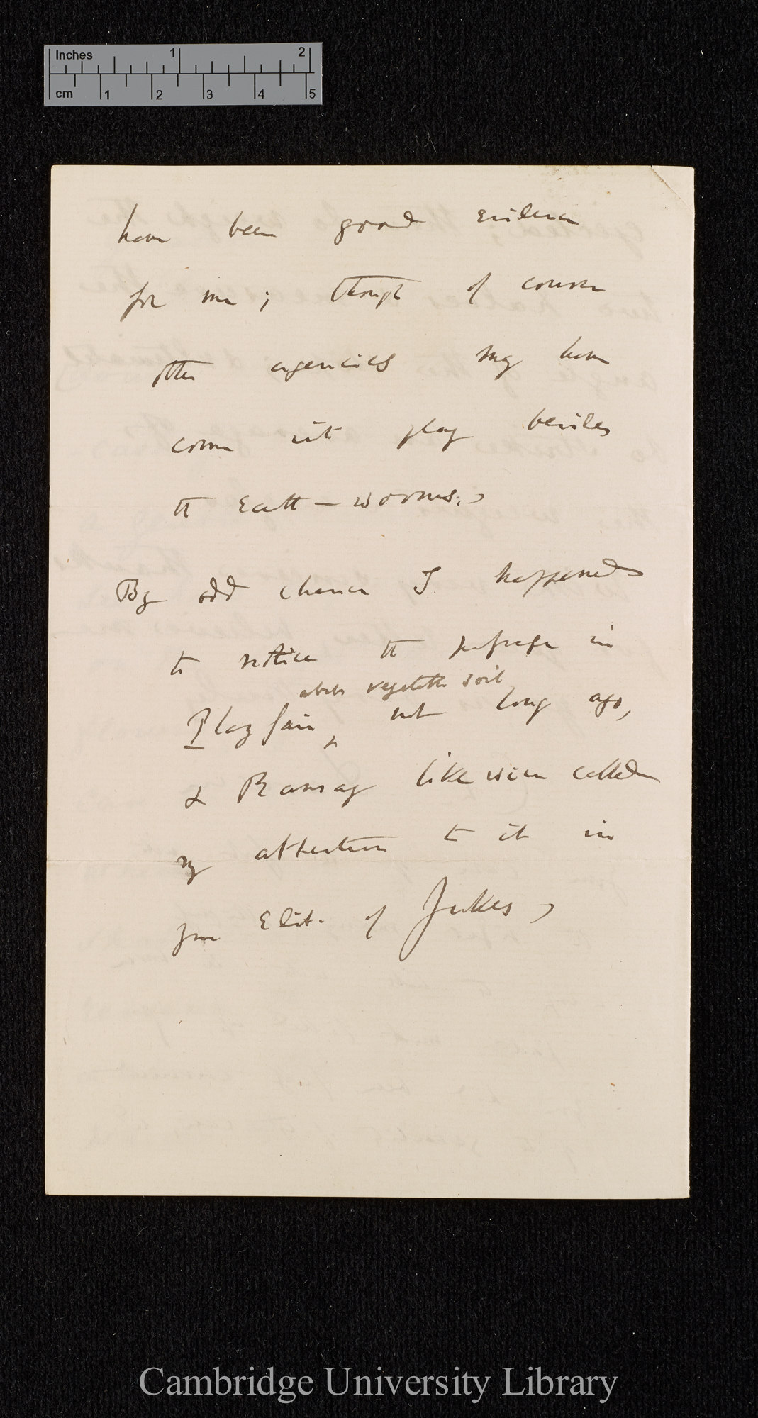 Charles Robert Darwin to [Sir Archibald Geikie]