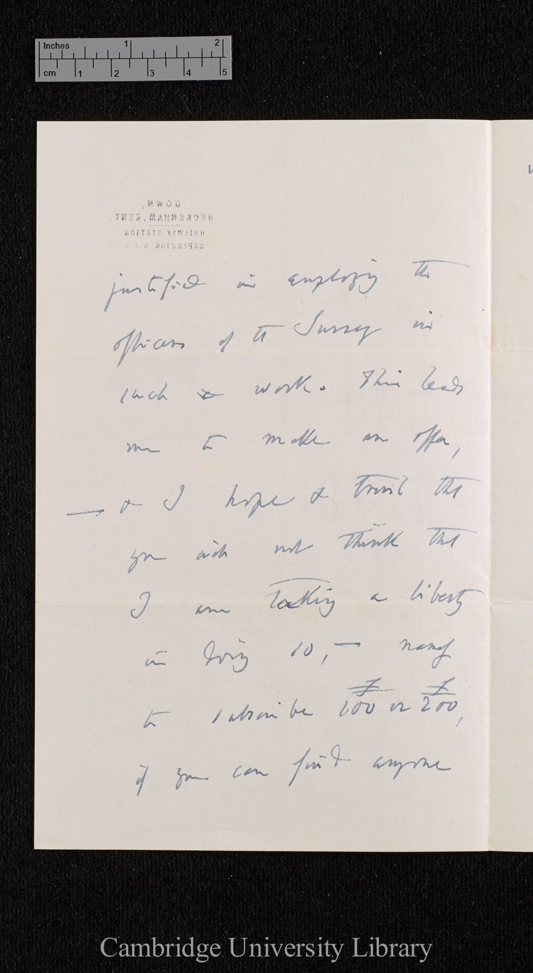 Charles Robert Darwin to [Sir Archibald Geikie]