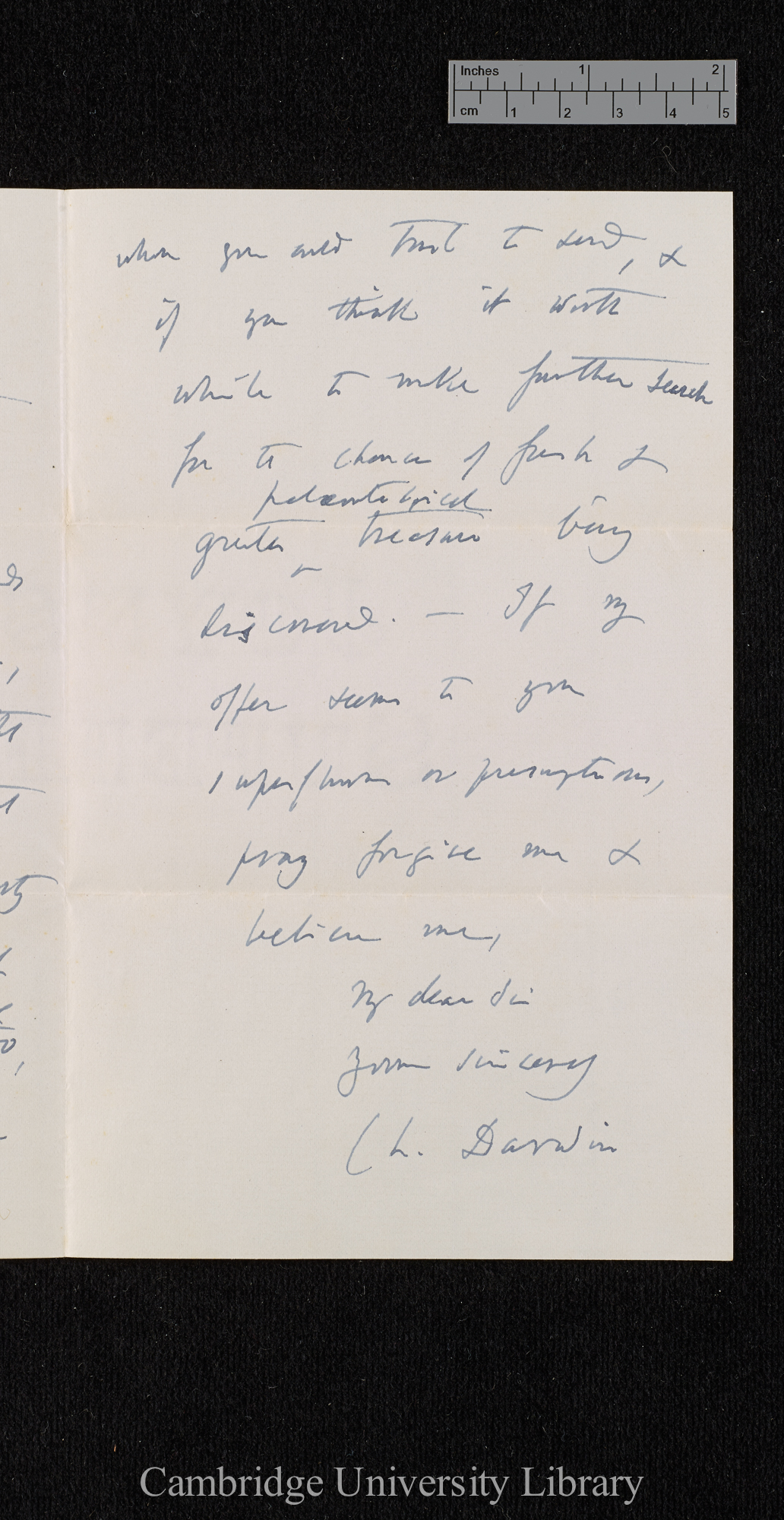 Charles Robert Darwin to [Sir Archibald Geikie]