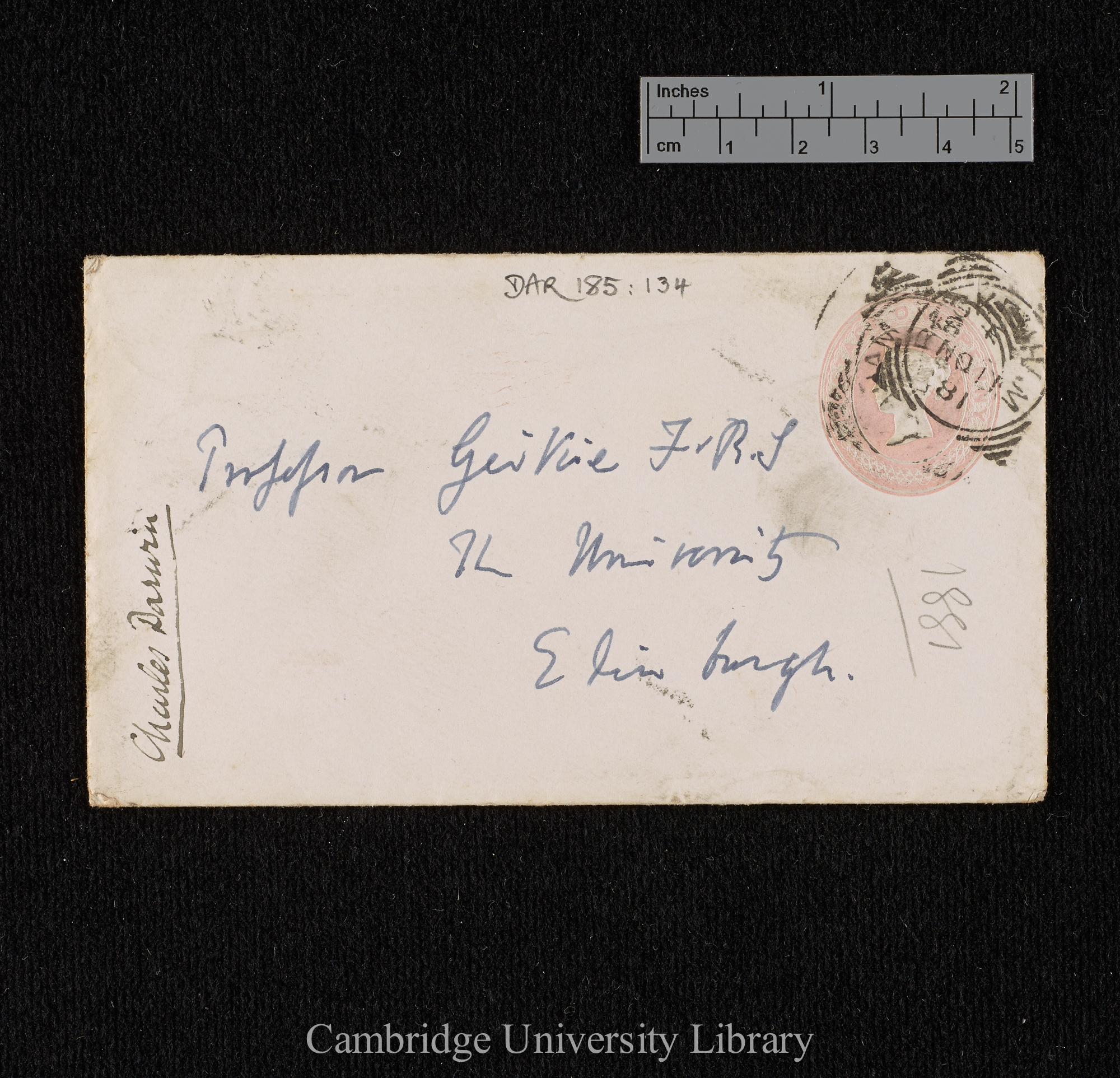 Charles Robert Darwin to [Sir Archibald Geikie] [envelope]