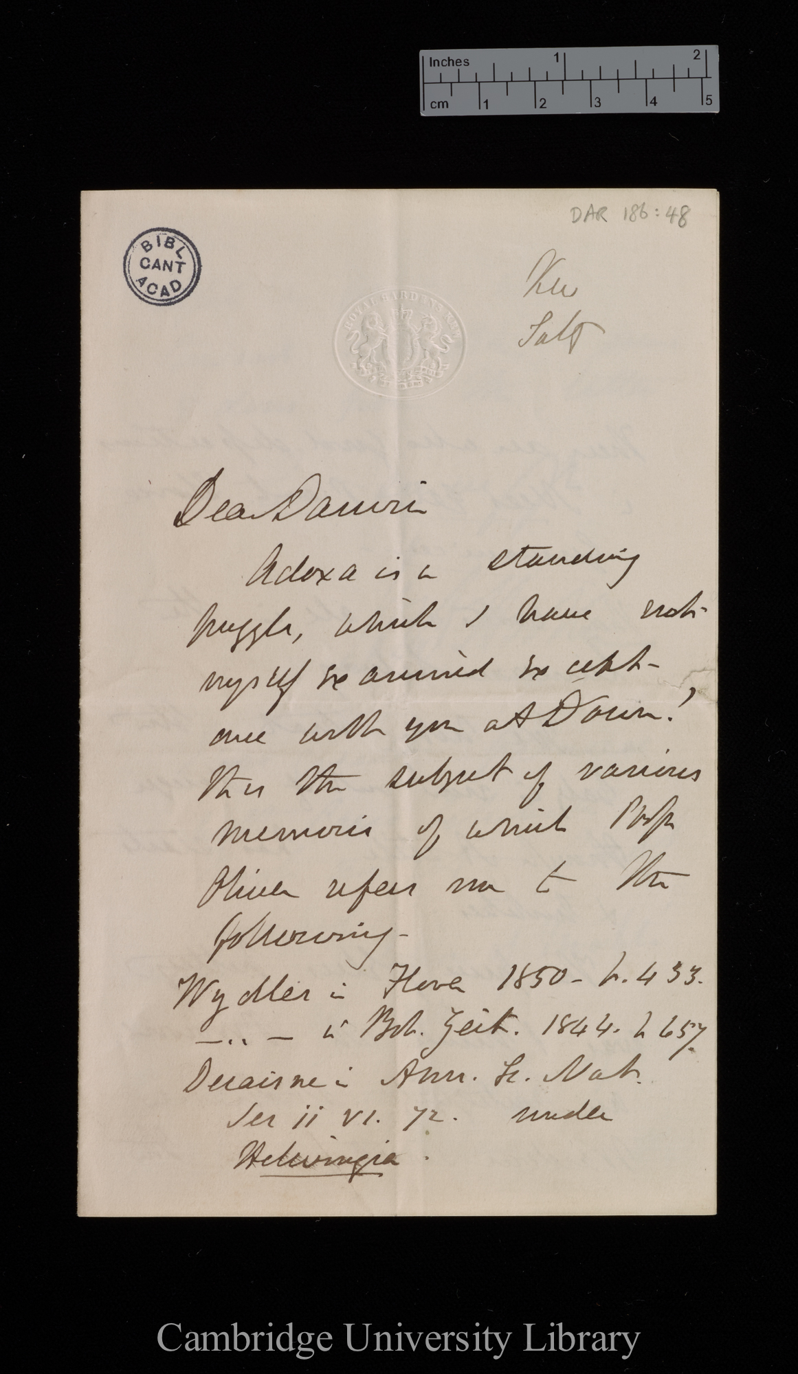 Sir Joseph Dalton Hooker to Charles Robert Darwin