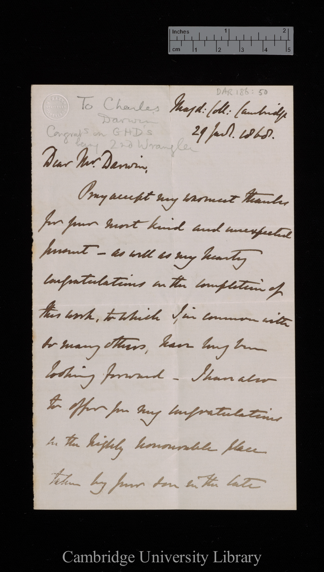 Alfred Newton to Charles Robert Darwin