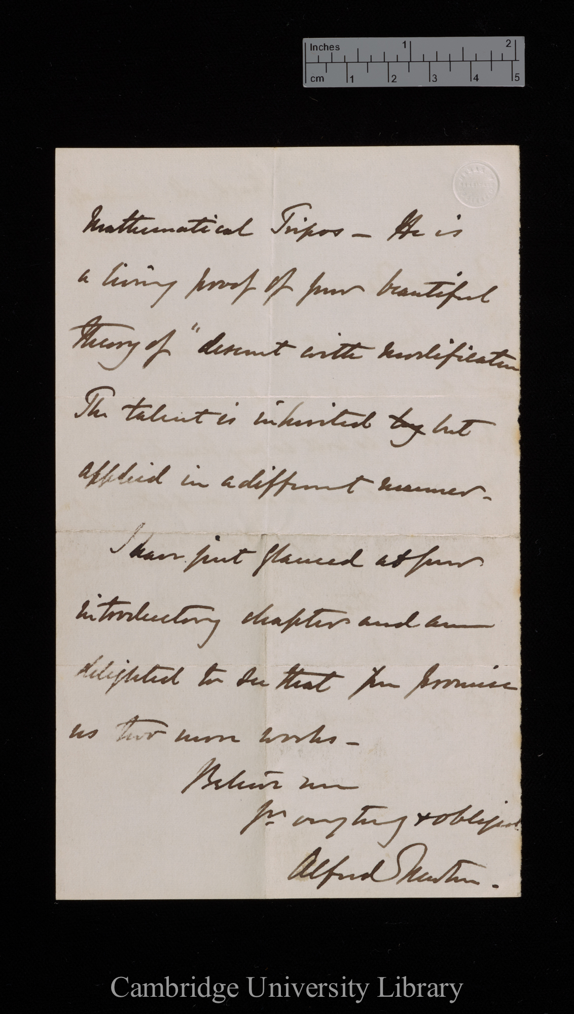 Alfred Newton to Charles Robert Darwin