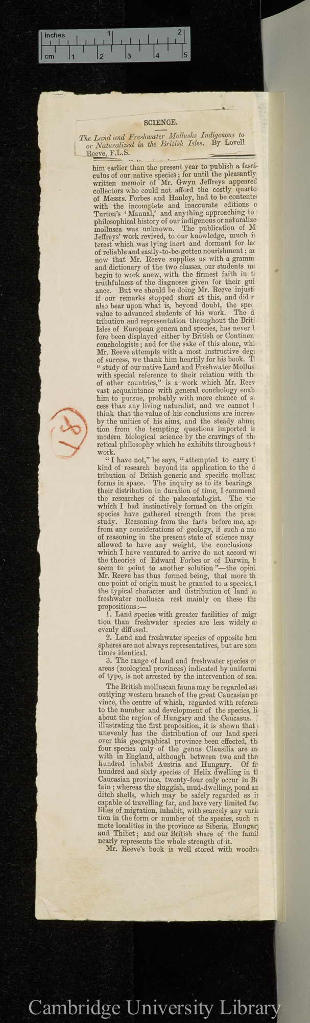 Review of Reeve L &#39;The land and freshwater mollusks indigenous to or naturalized in the British Isles&#39; &#39;Parthenon&#39; 2: 77