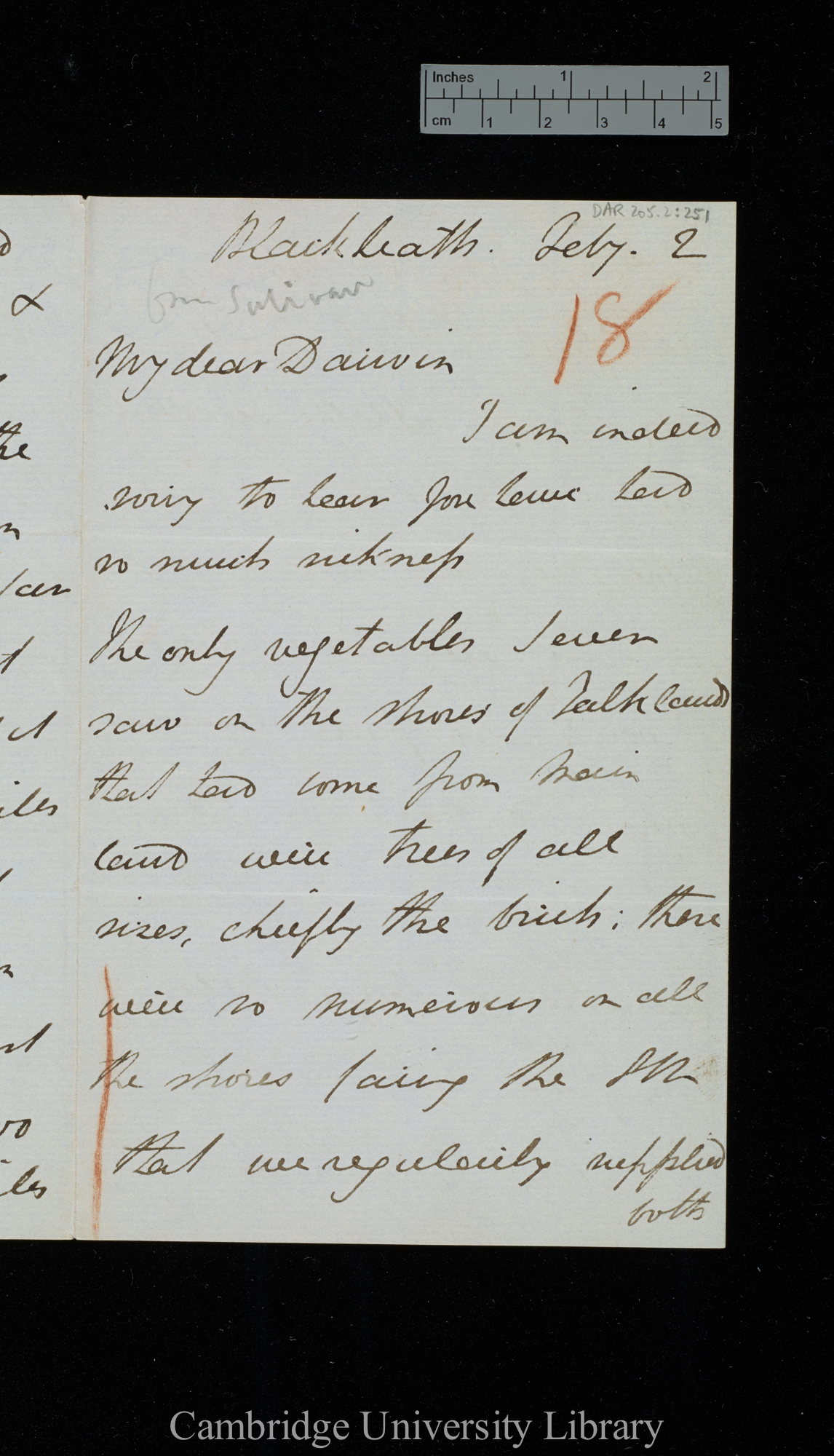 [Sir Bartholomew James Sulivan] to Charles Robert Darwin