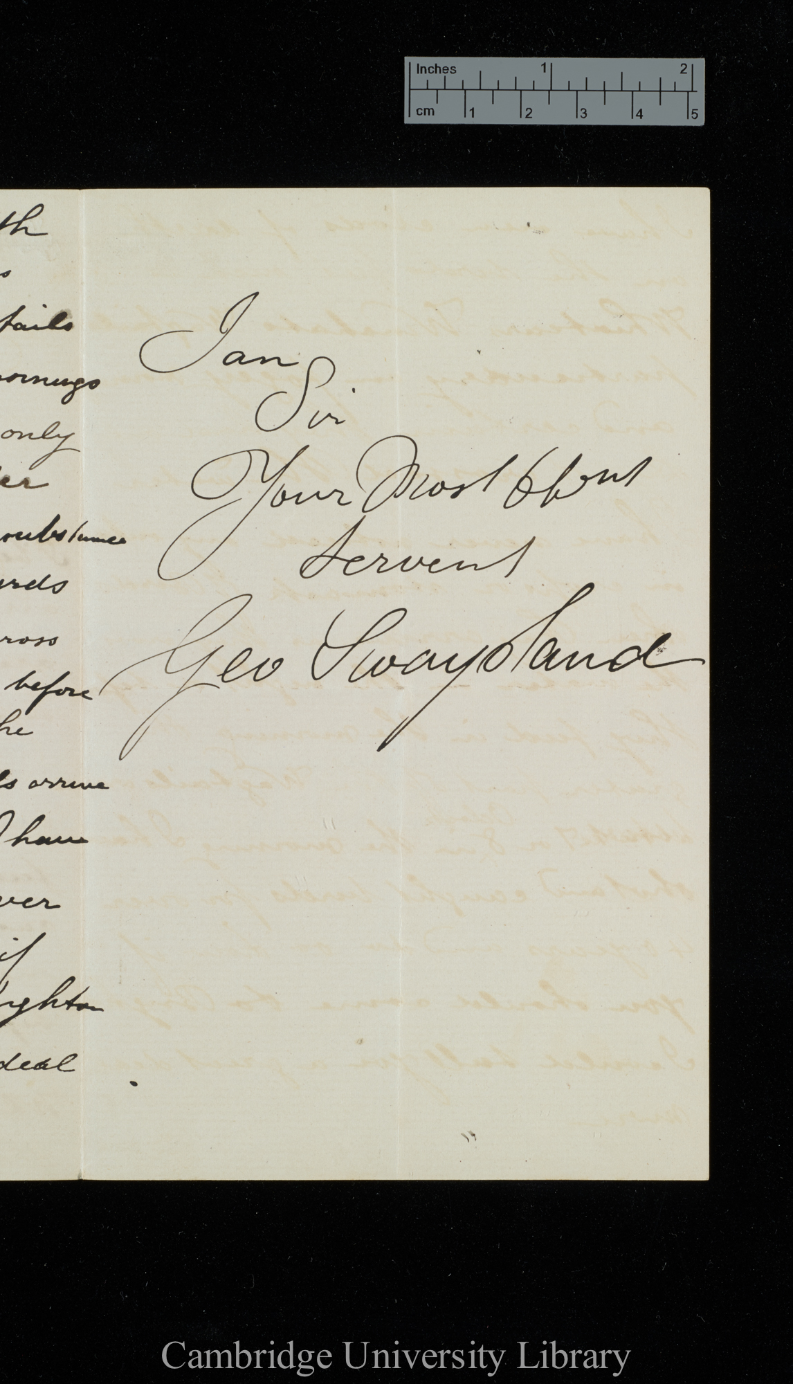 George Swaysland to Charles Robert Darwin