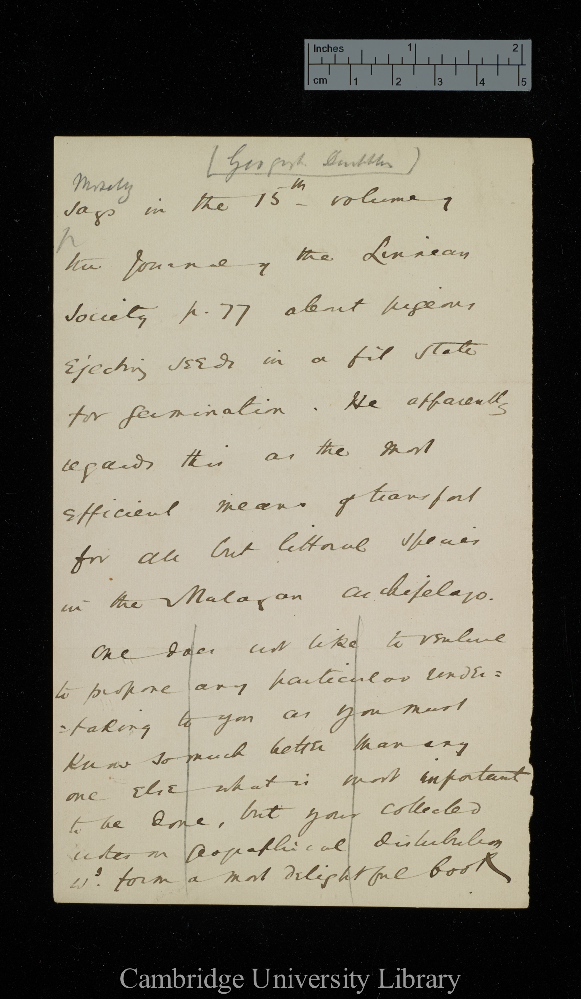 [Sir William Turner Thiselton-Dyer] to Charles Robert Darwin