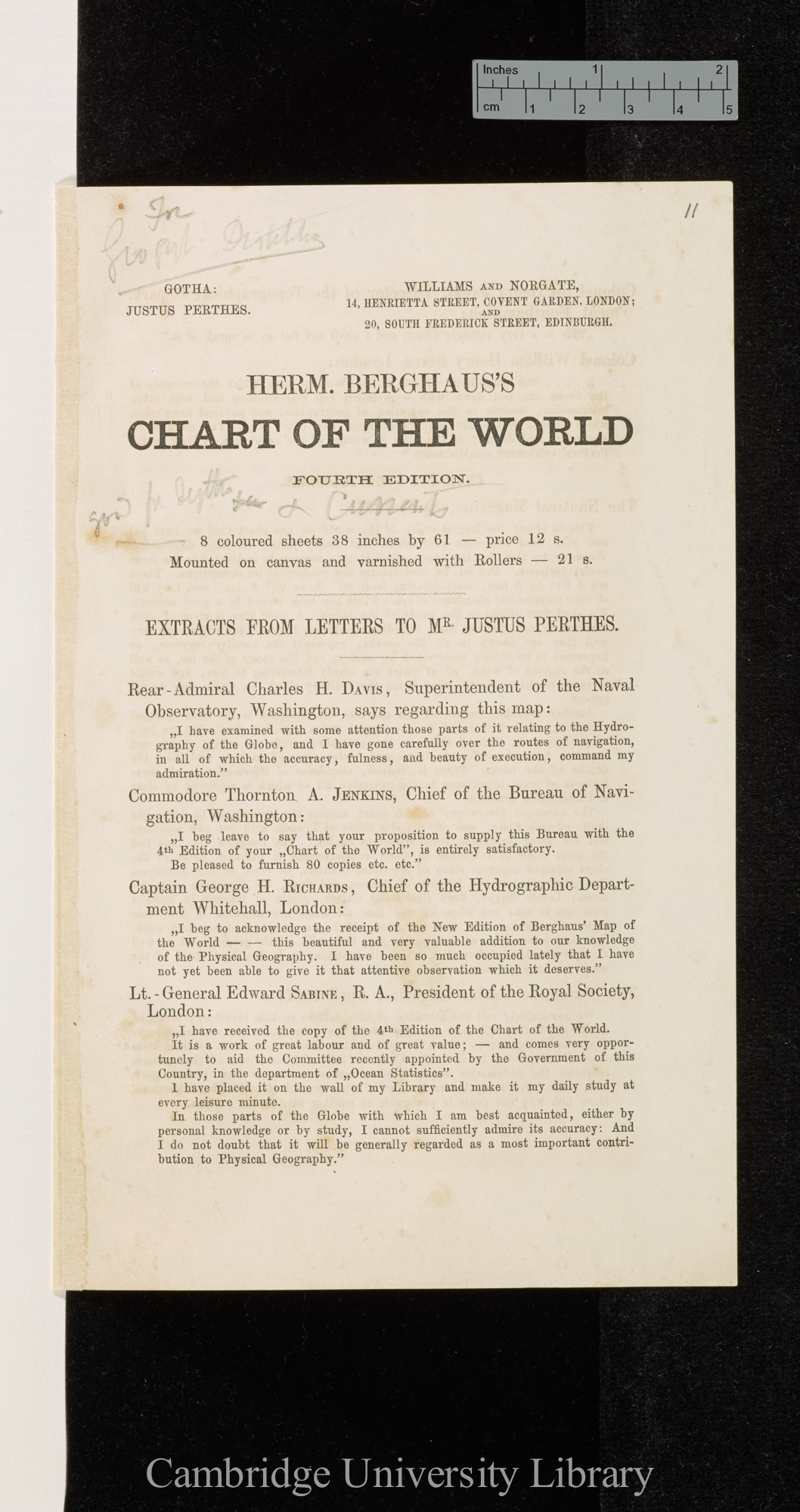 Chart of the world (comments on the fourth edition) &#39;Gotha Perthes&#39;: [8, unpaginated]