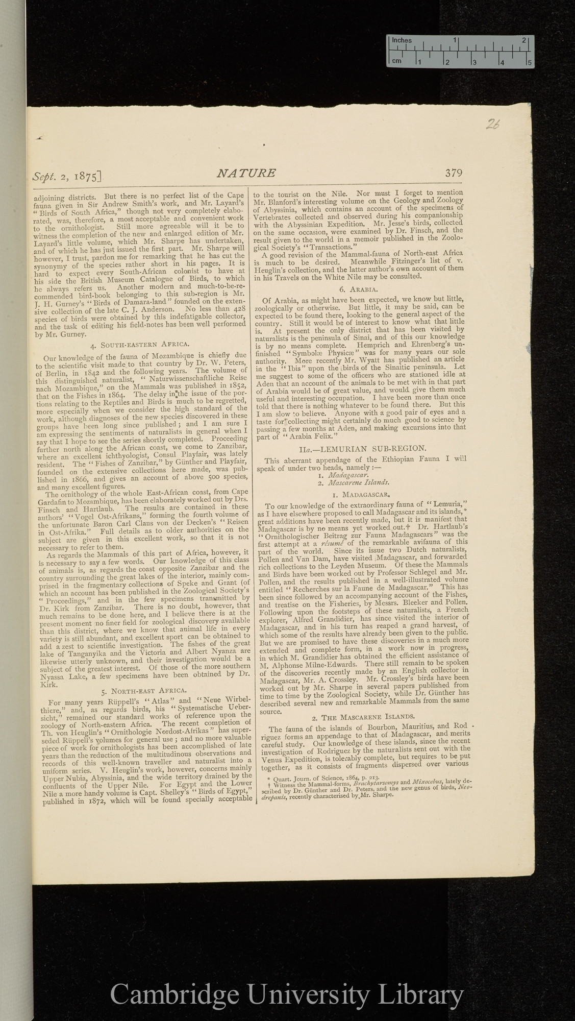 Address 25 August 1875 delivered to the biological section of the British Association: On the present state of our knowledge of geographical zoology &#39;Nature&#39; 12: 379