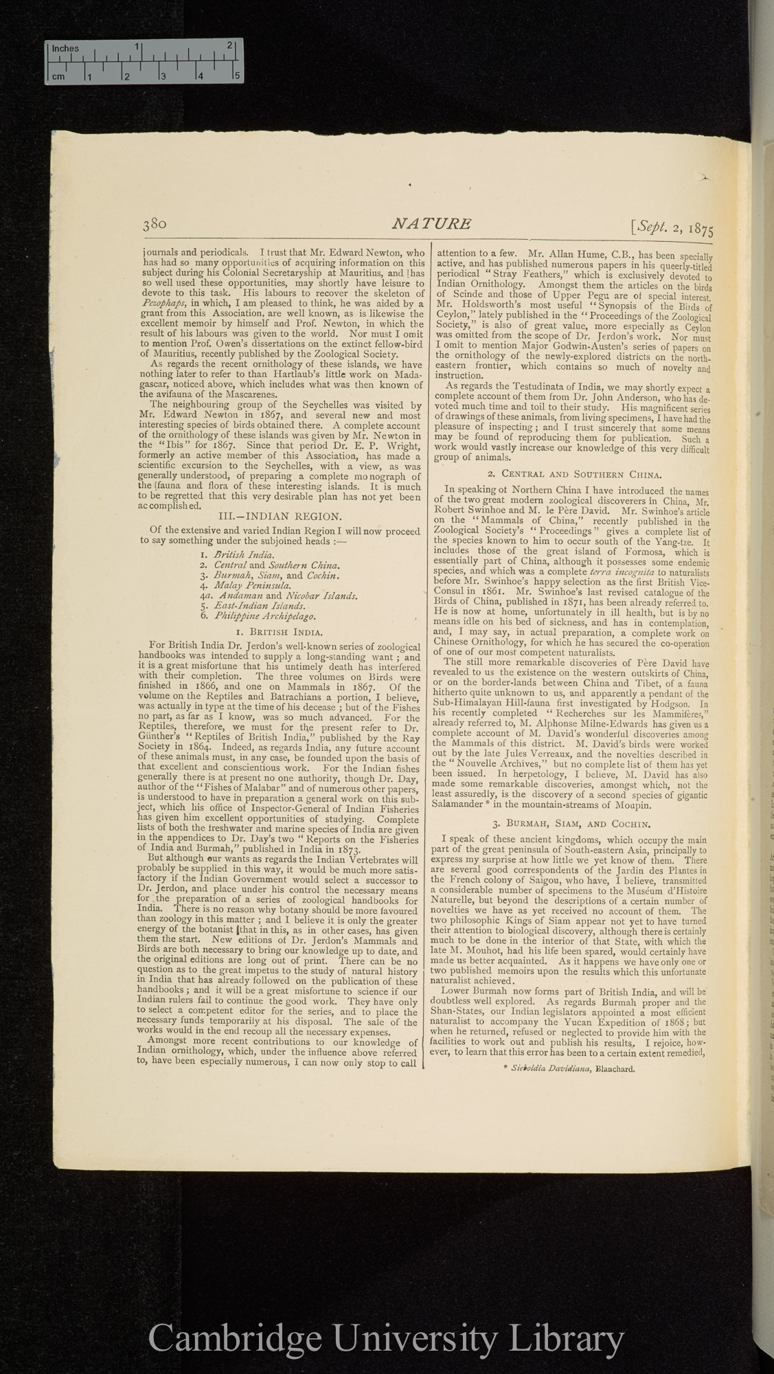 Address 25 August 1875 delivered to the biological section of the British Association: On the present state of our knowledge of geographical zoology &#39;Nature&#39; 12: 380