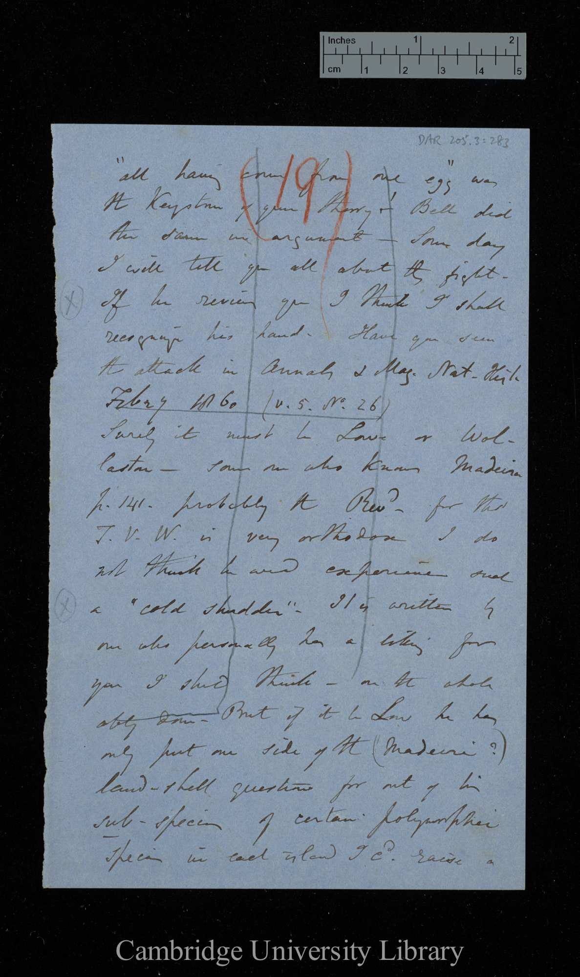 [Sir Charles Lyell] to Charles Robert Darwin