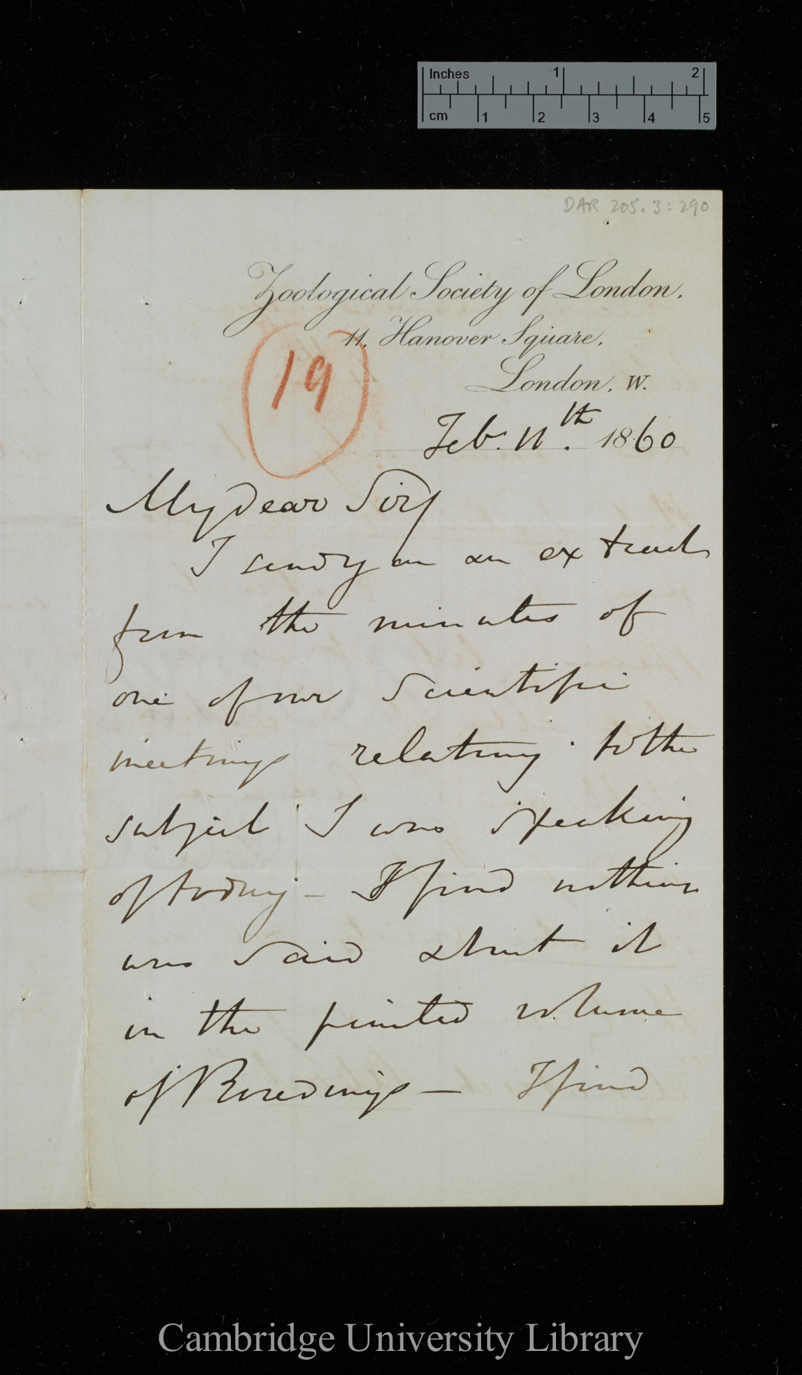 Philip Lutley Sclater to Charles Robert Darwin