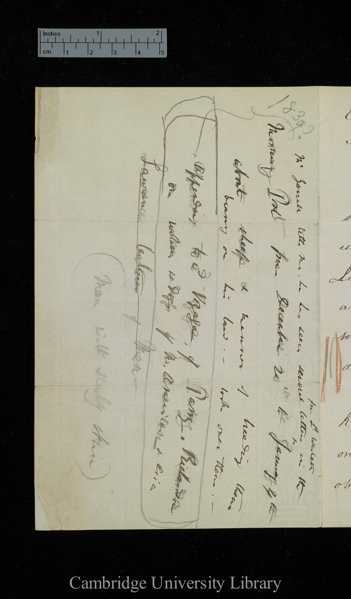 William Yarrell to Charles Robert Darwin [note by CD]