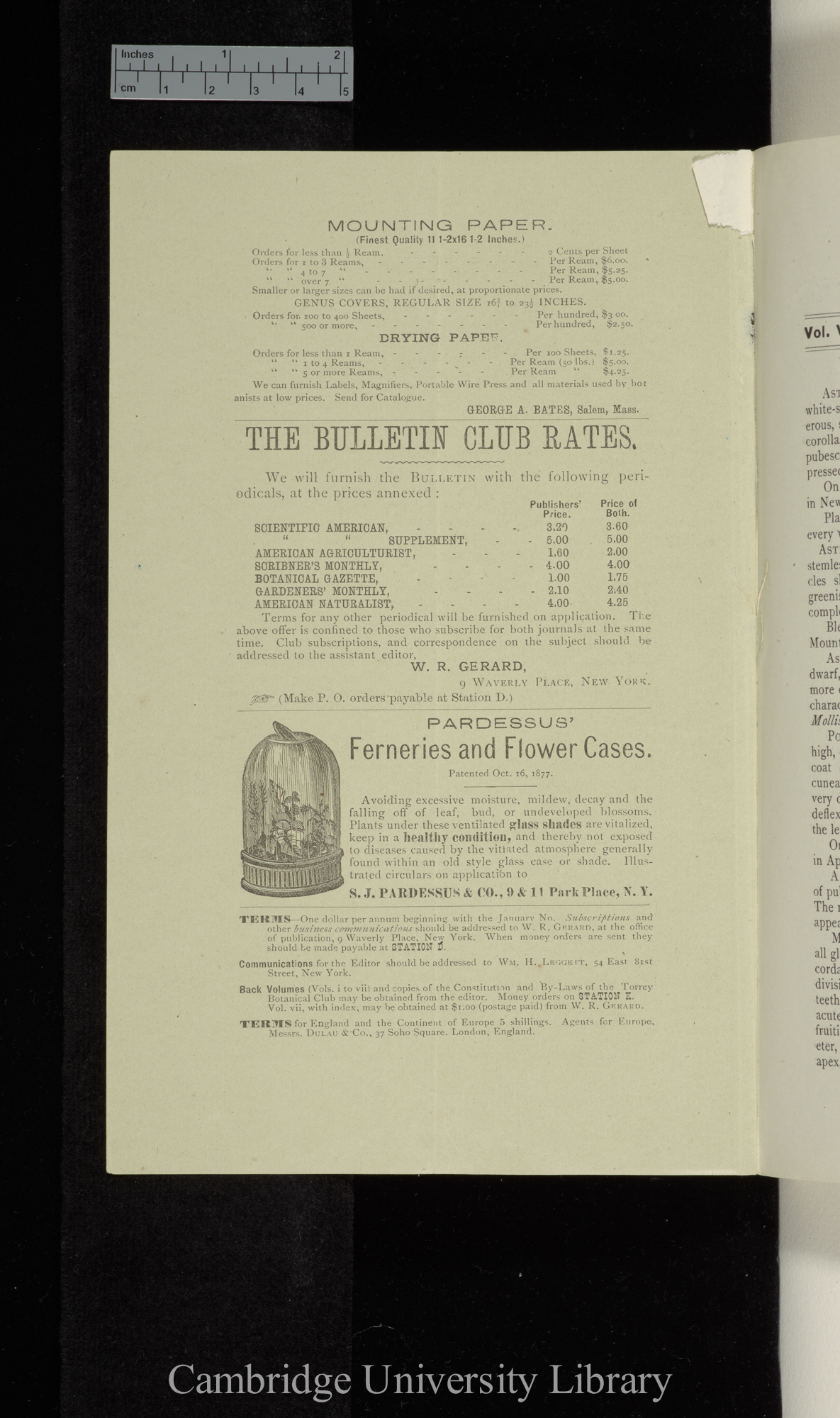 &#39;Torrey Botanical Club, Bulletin&#39; 8: Advertisement 1 (inside front cover)