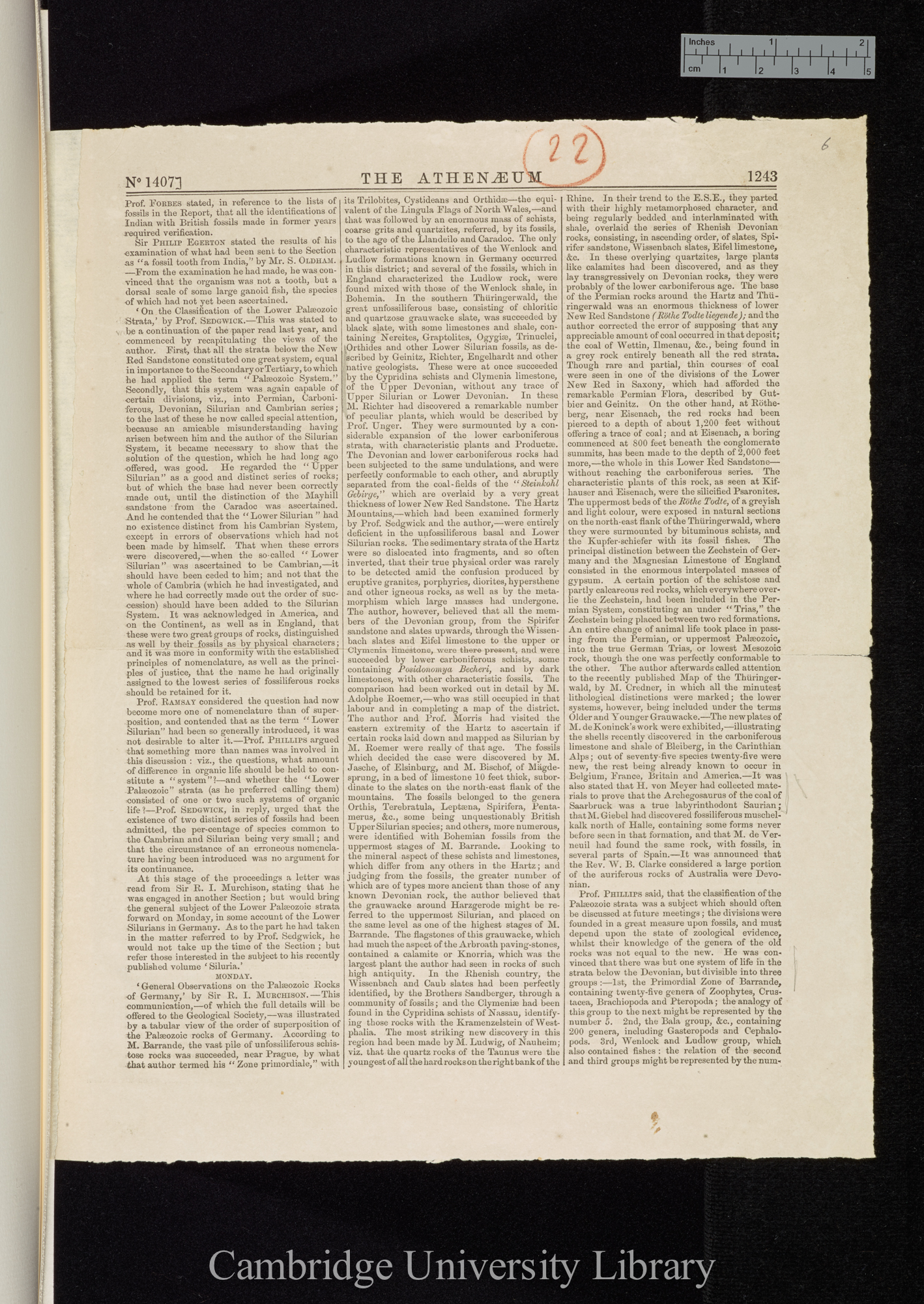 Murchison R. I. General observations on the palaeozoic rocks of Germany &#39;Athenaeum&#39;: 1243