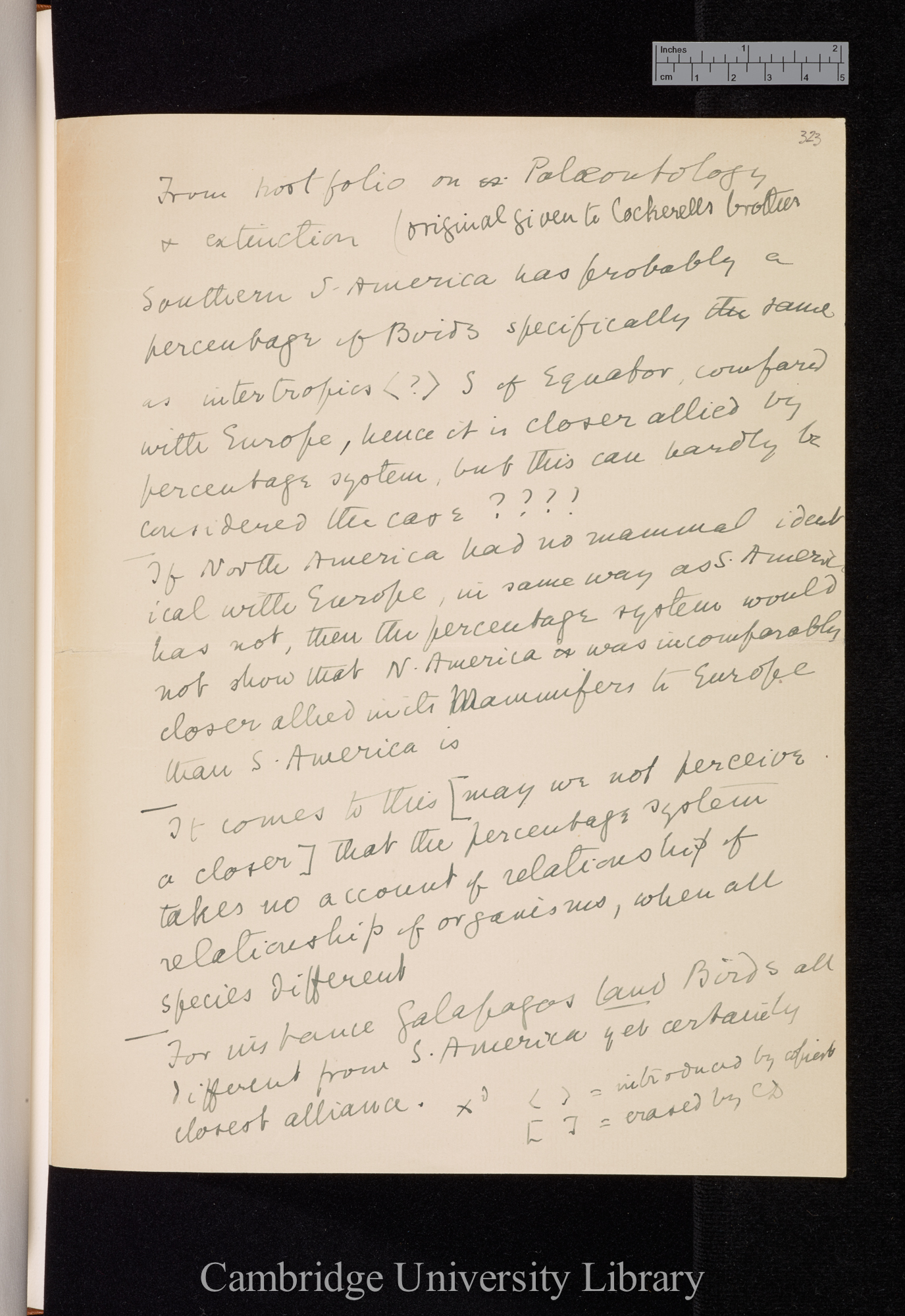 NS II Palaeontology, geology-276 Note
 Copy of earlier note by Charles Darwin (Original at American Museum of Natural History)