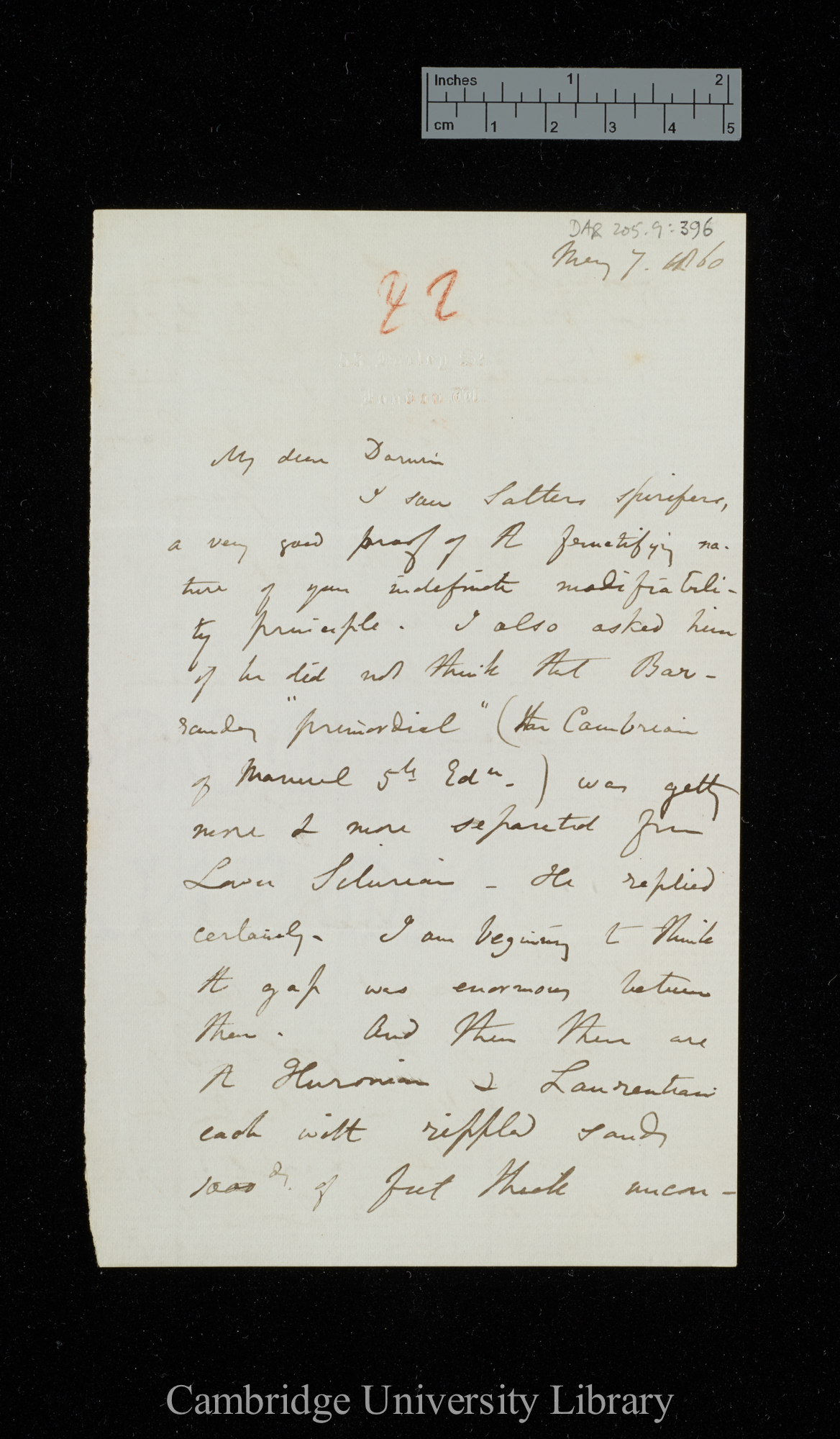 [Sir Charles Lyell] to Charles Robert Darwin